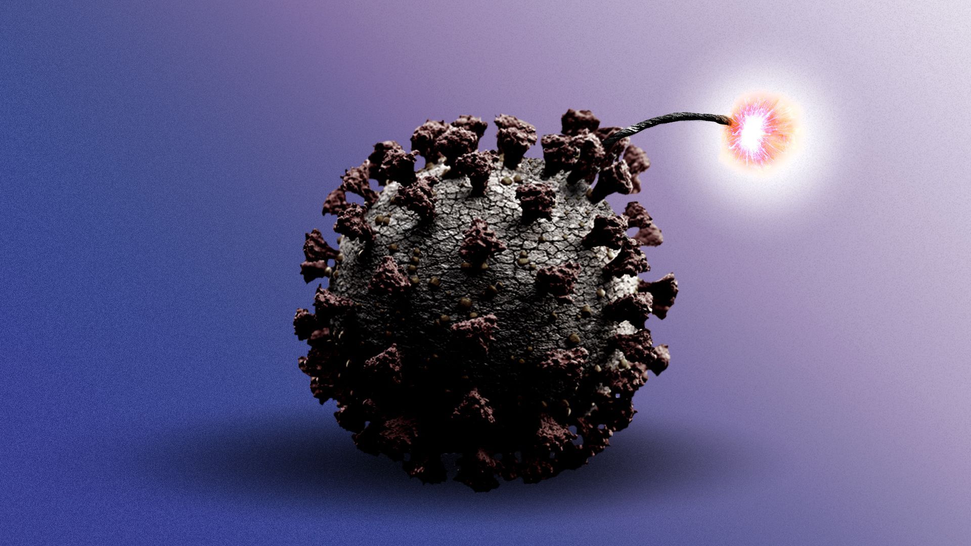 Illustration of coronavirus in the shape of an ignited bomb