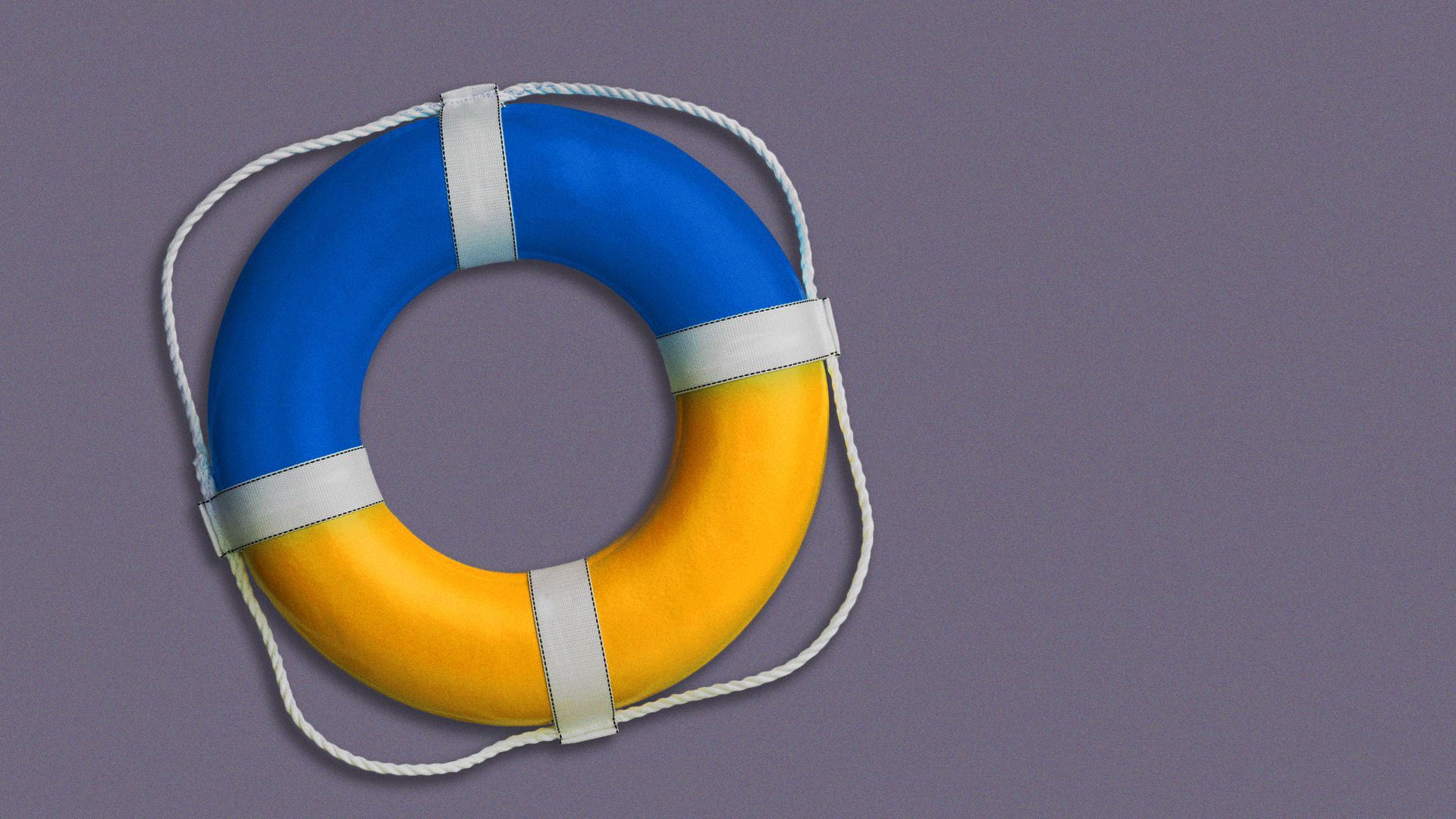 Illustration of a life preserver in the colors of the Ukrainian flag.