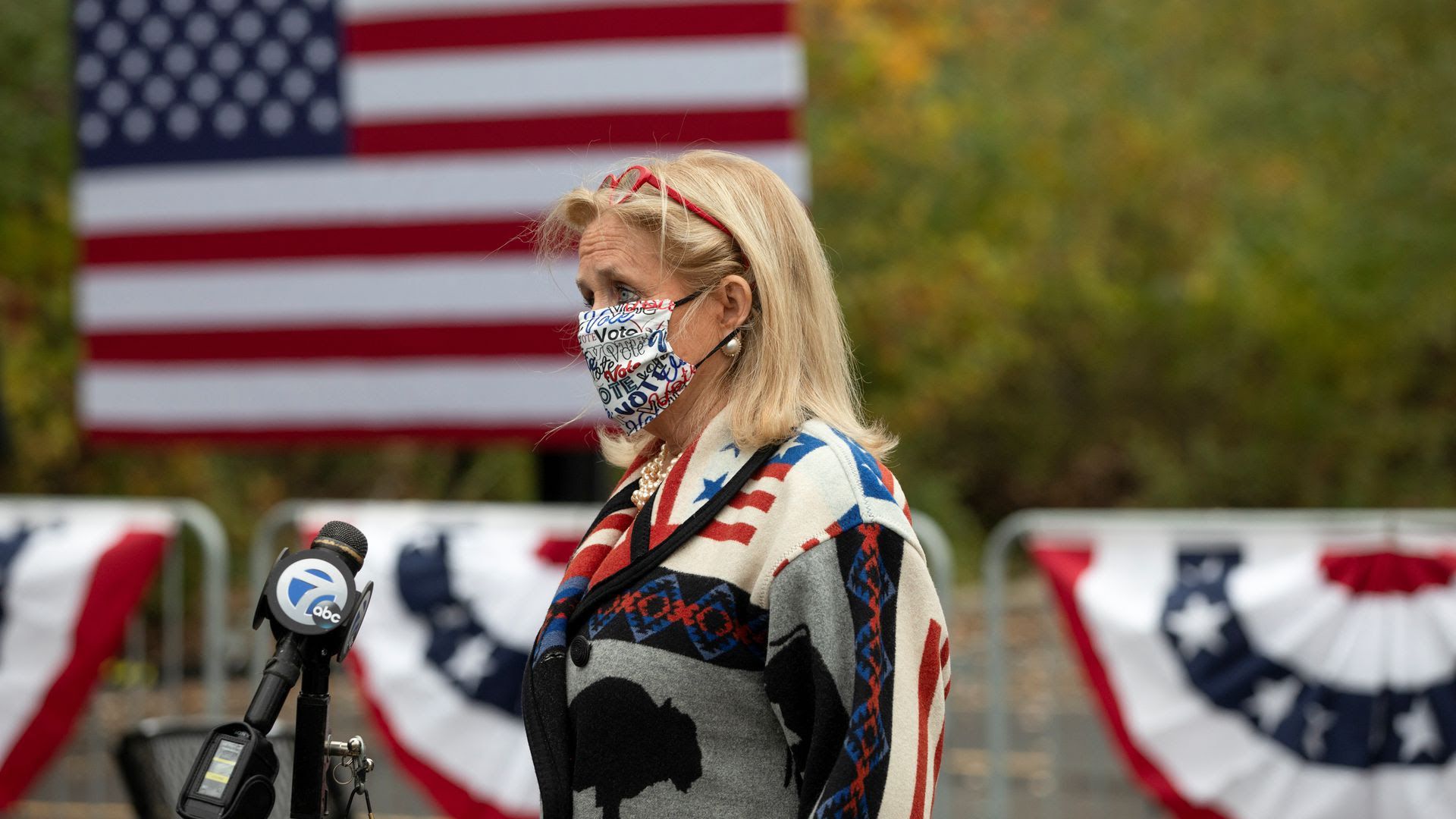 Rep. Debbie Dingell speaks at an event with Jill Biden yesterday in Westland, Mich. Photo: Emily Elconin/Reuters