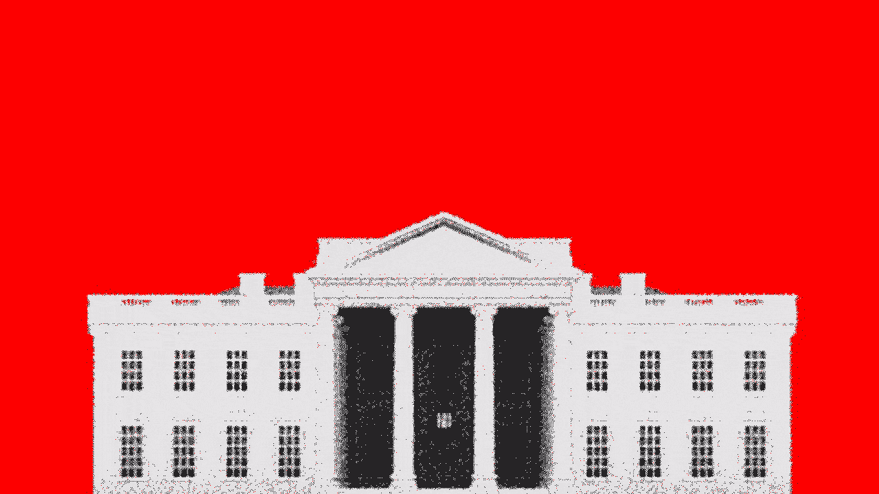 Illustration of The White House shaking