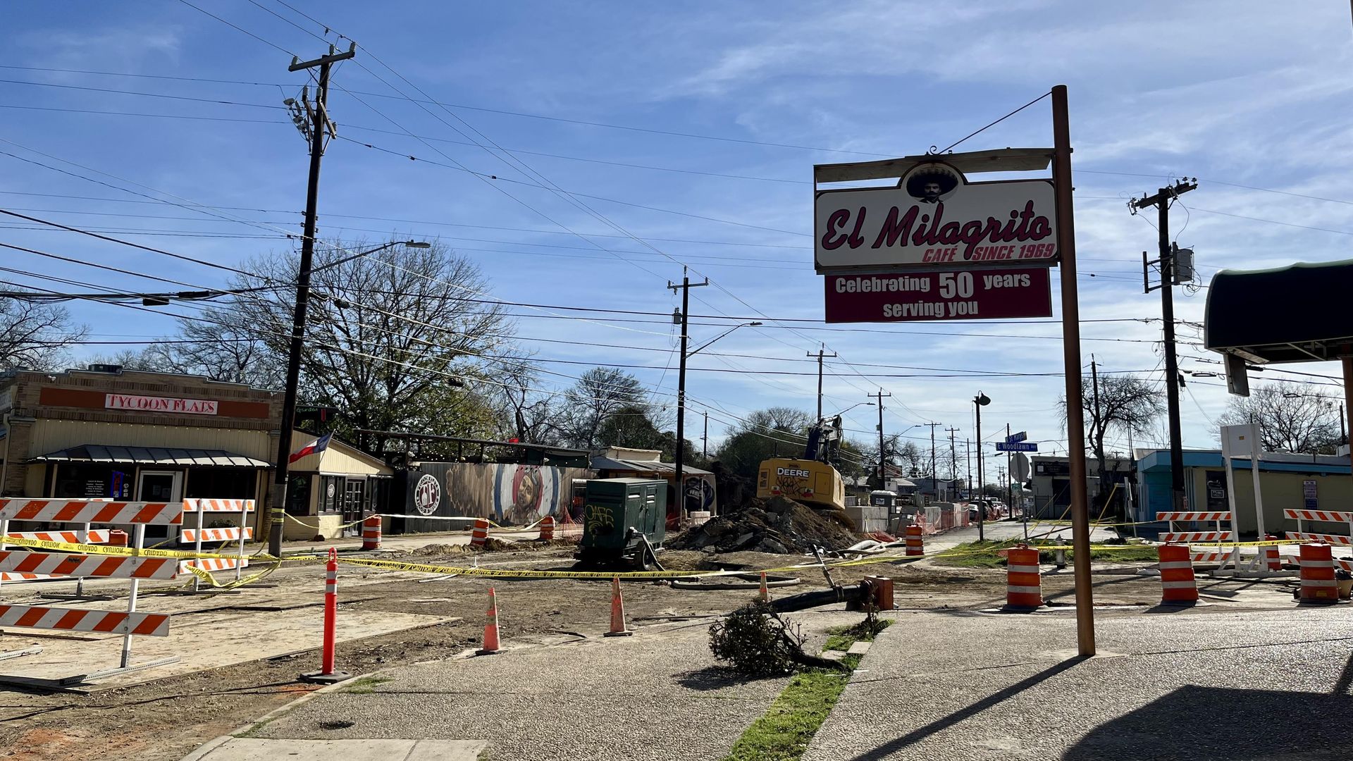 Road construction blocks businesses.