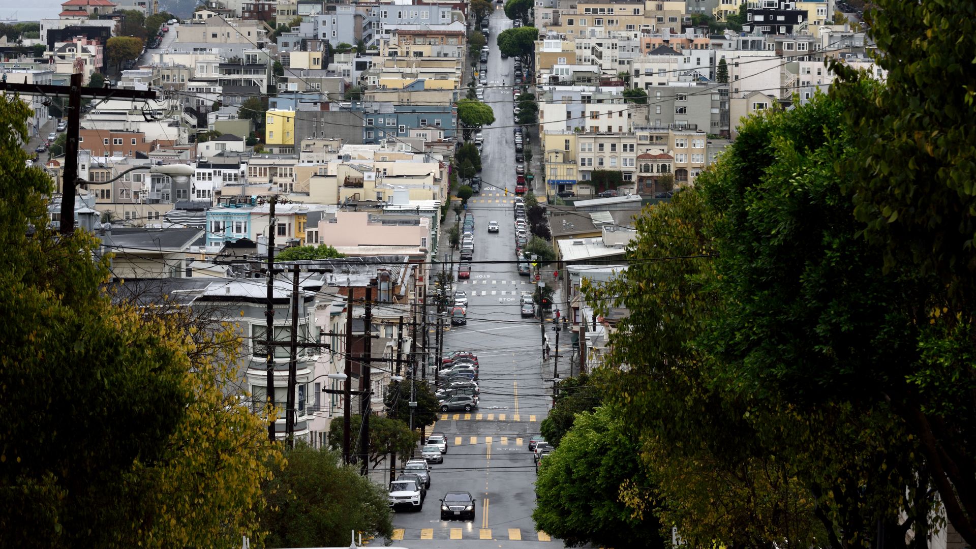 Photo of Lombard Street from an aerial vantage point
