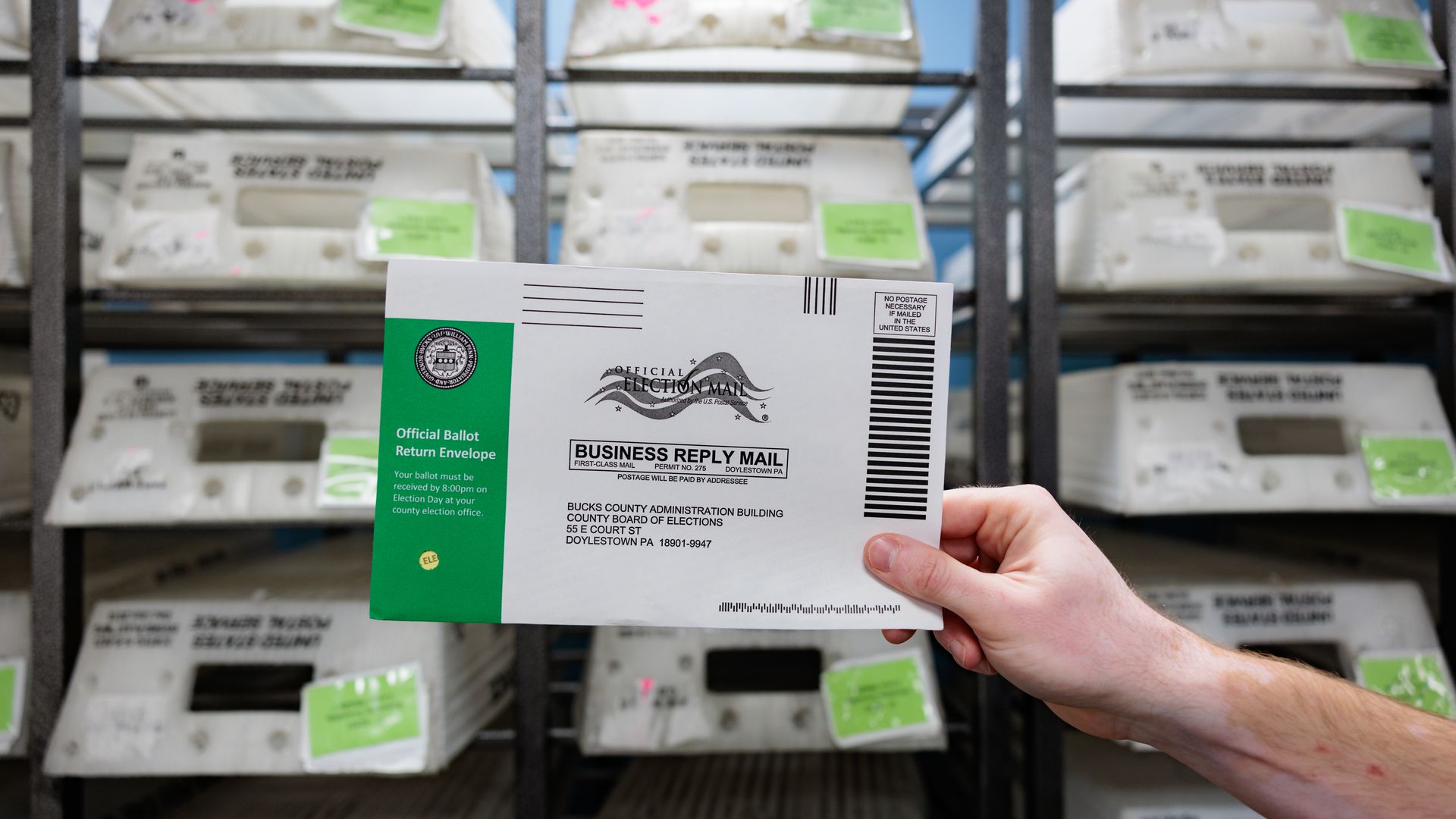 A test ballot during a demonstration of how absentee and mail-in votes will be counted in Pennsylvania, Sep. 30. Photo: Hannah Beier/Getty Images 