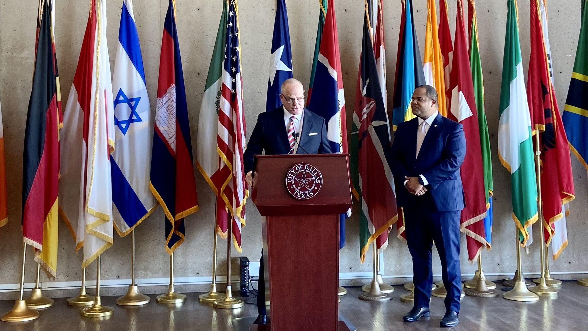 A photo of Dallas' first inspector general and the mayor