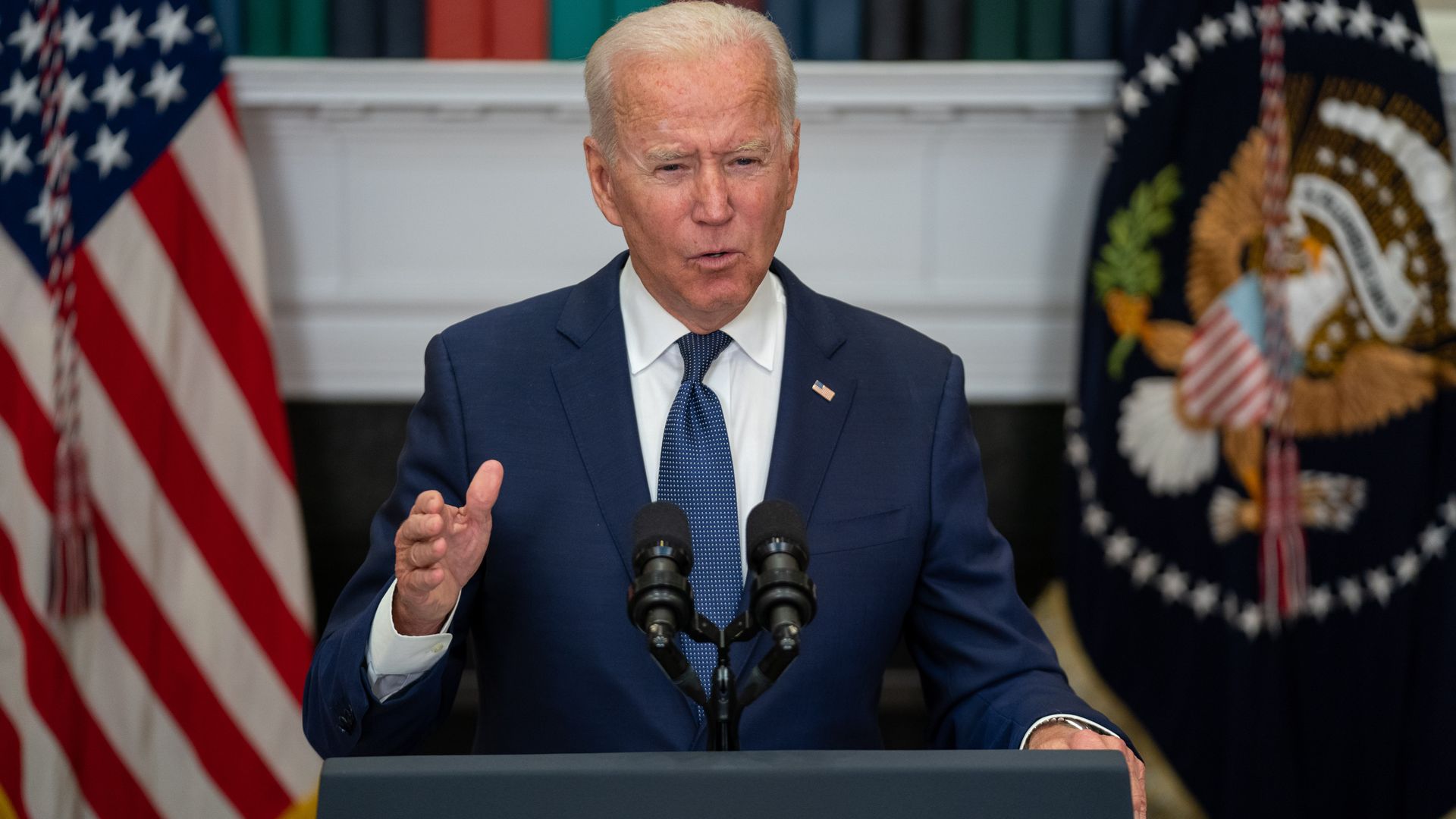 President Biden speaking in the White House on Aug. 22.
