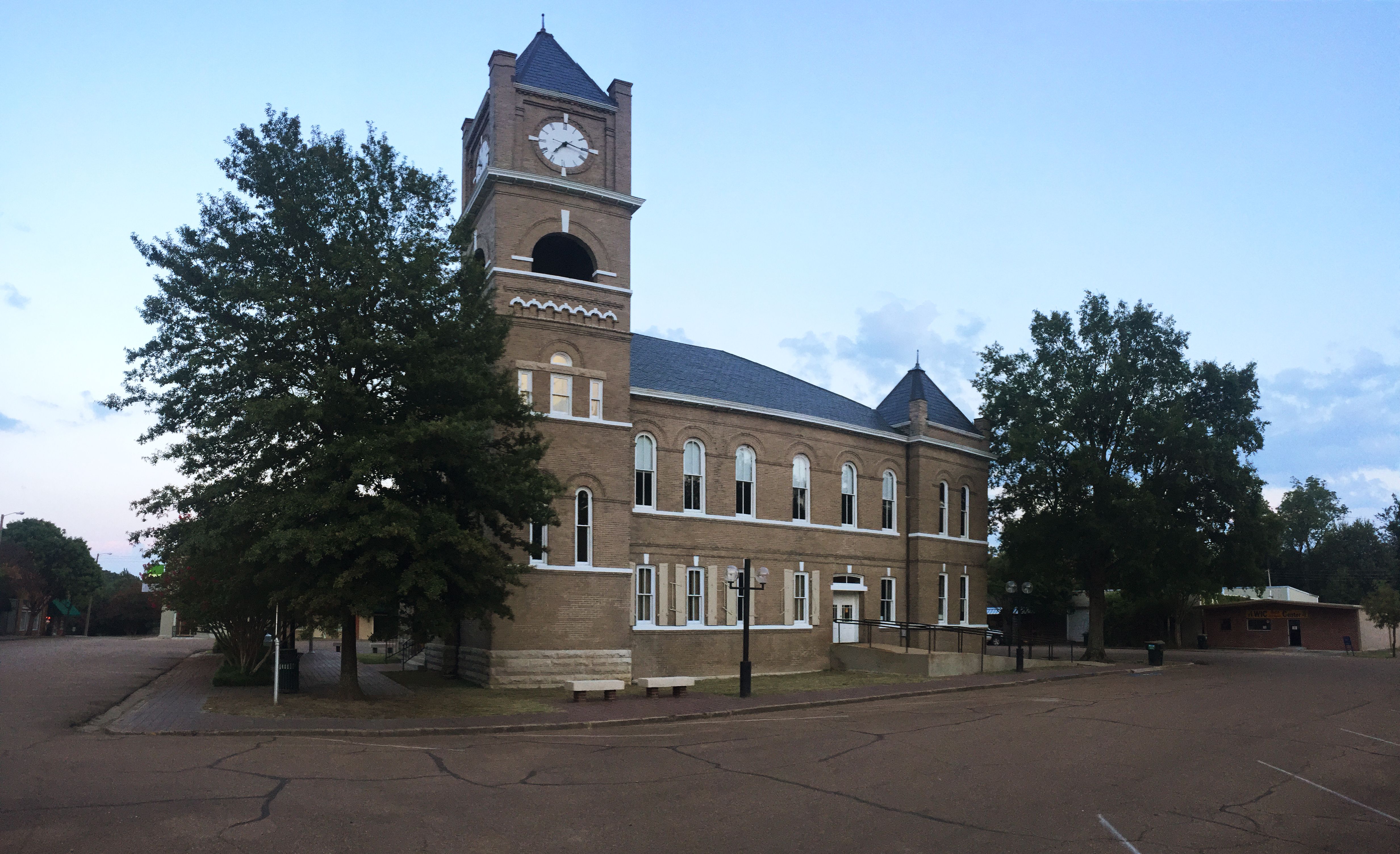 An exterior of the restored Tallahatchie County Courthouse, where the trial of the two men accused of killing Emmett Till was held in Sumner, Mississippi..