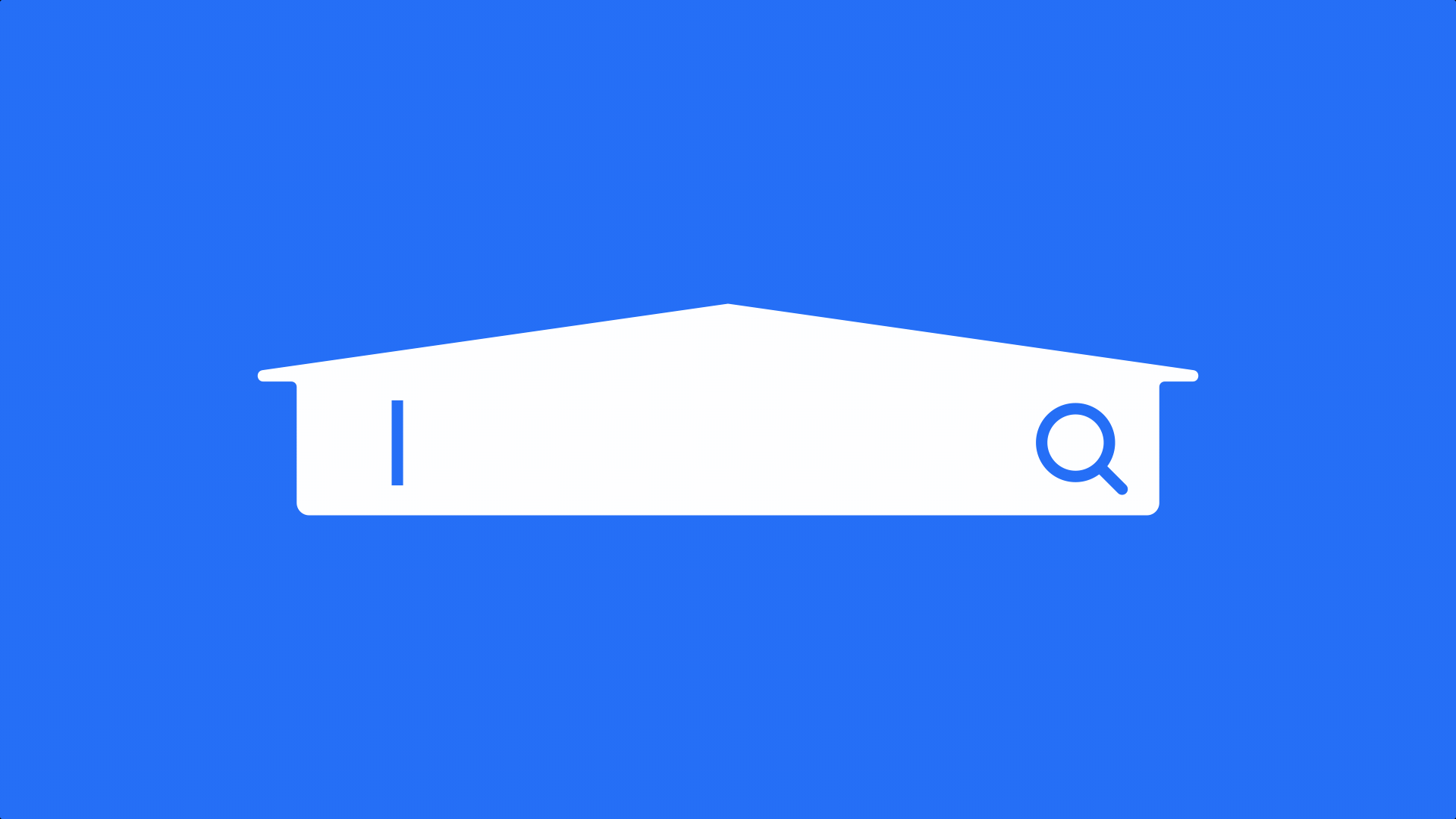 Illustration of a search box shaped like a house, with the words "garage" being typed.