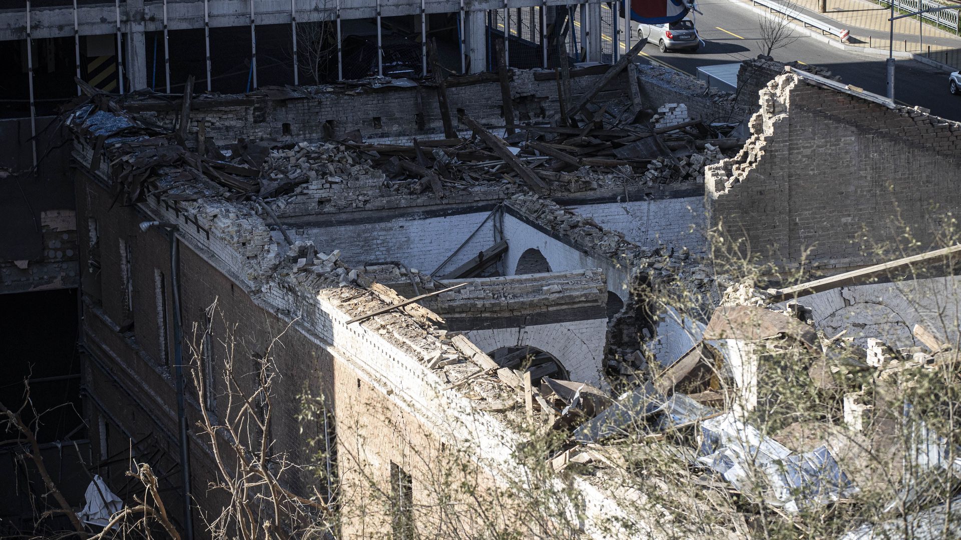 A view of debris aftermath of a Russia's shelling in capital Kyiv of Ukraine on October 12, 2022.