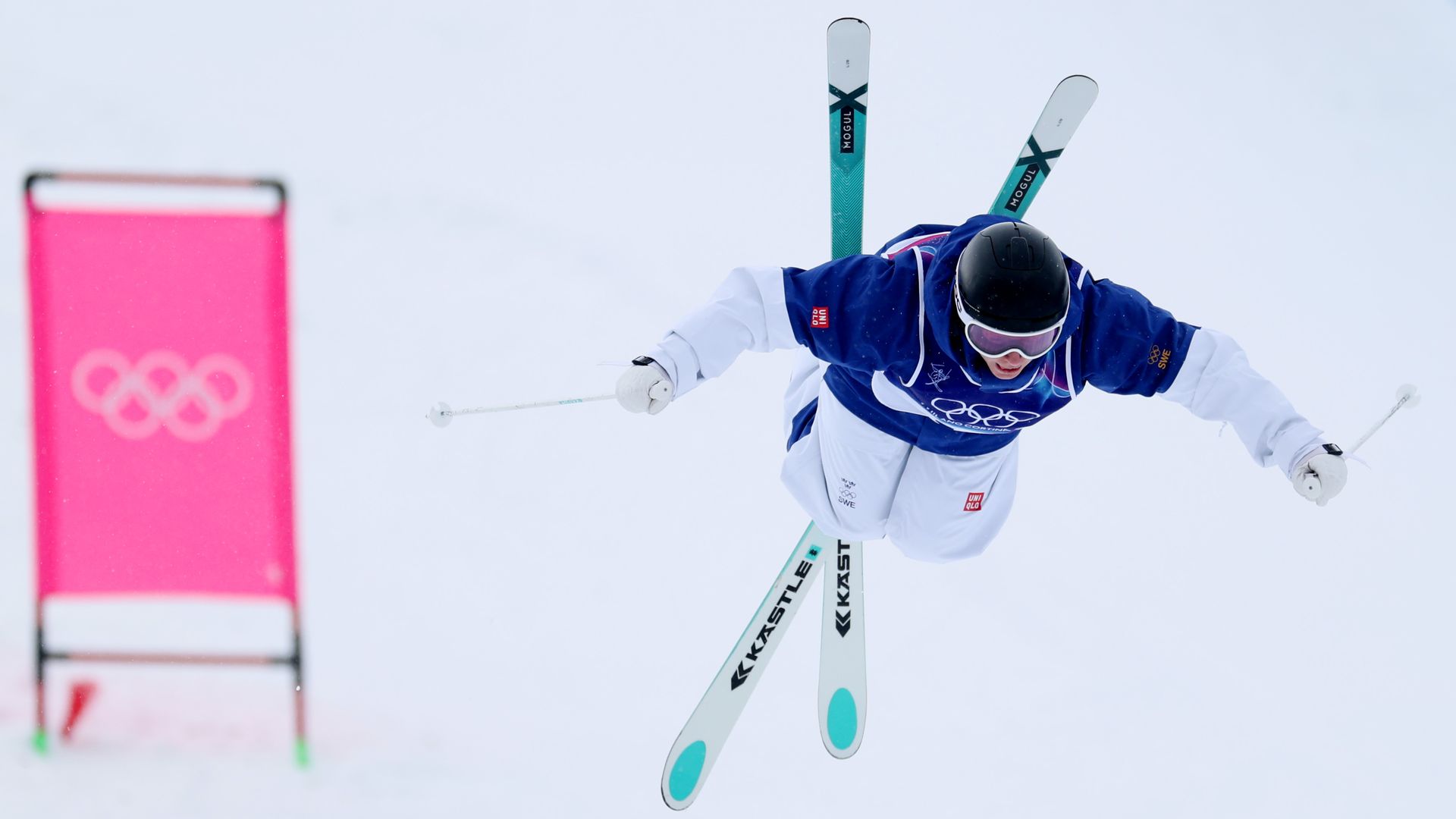 Elis Lundholm of Team Sweden competes in Women's Moguls Qualification 1 on day four of the Milano Cortina 2026 Winter Olympic games at Livigno Air Park on February 10, 2026 in Livigno, Italy. 