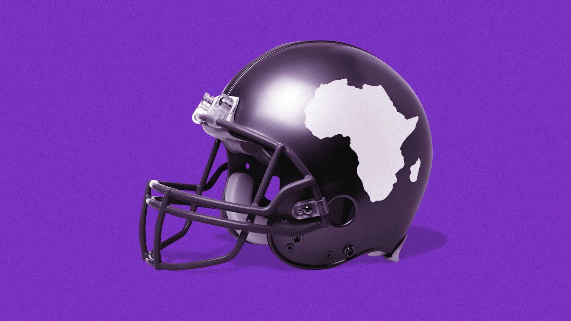 Illustration of a football helmet with the continent of Africa on it