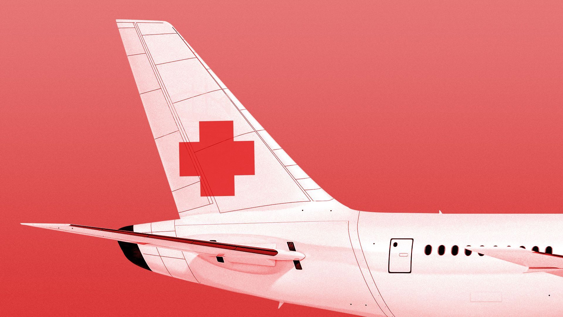 Illustration of a plane with a red cross on the tail.