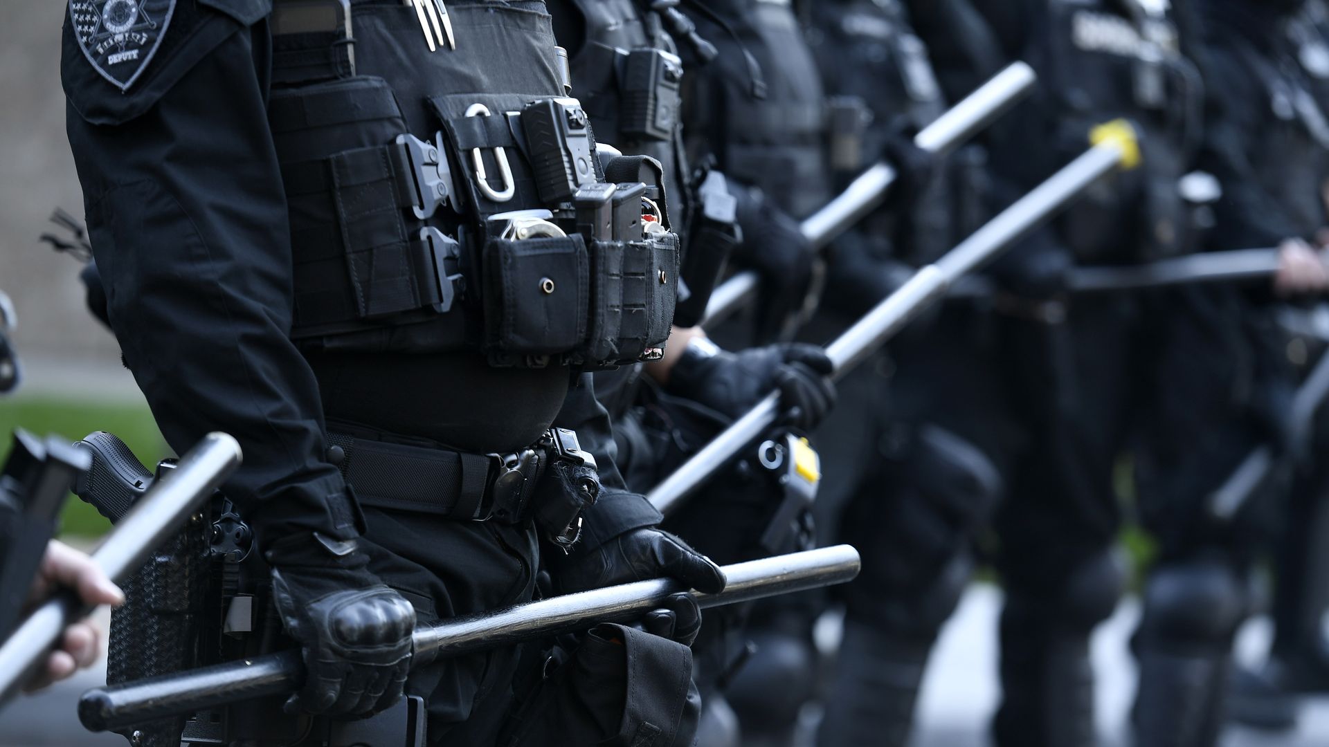 Denver Police try to keep dueling rallies separated from one another on Oct. 10, 2020.