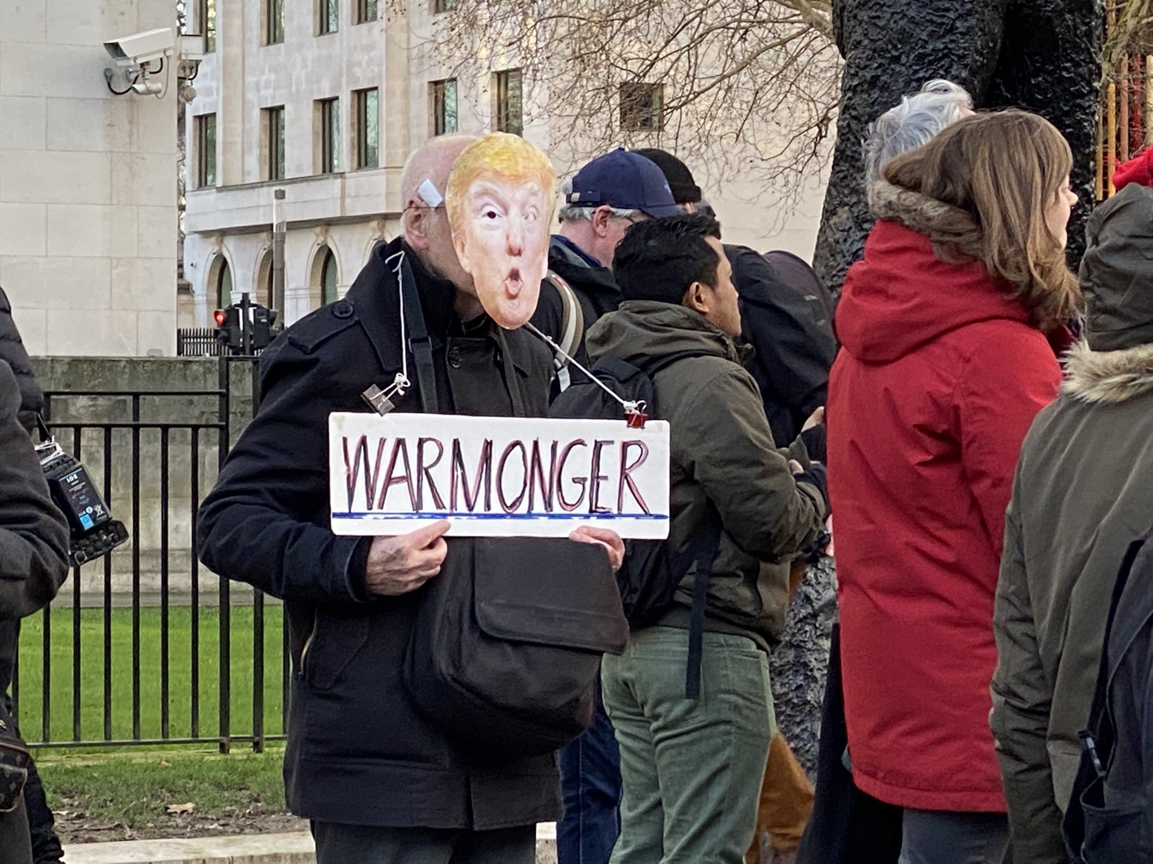 An anti-war rally fon January 04, 2020 at Downing Street in London
