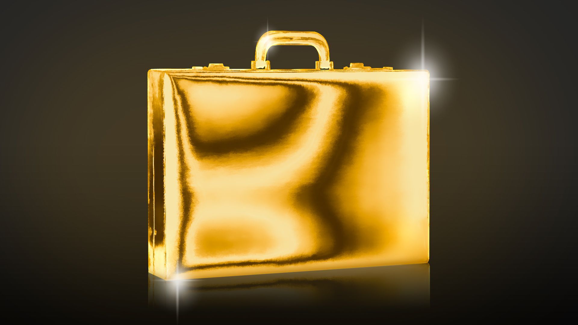 Illustration of a golden sparkling briefcase. 