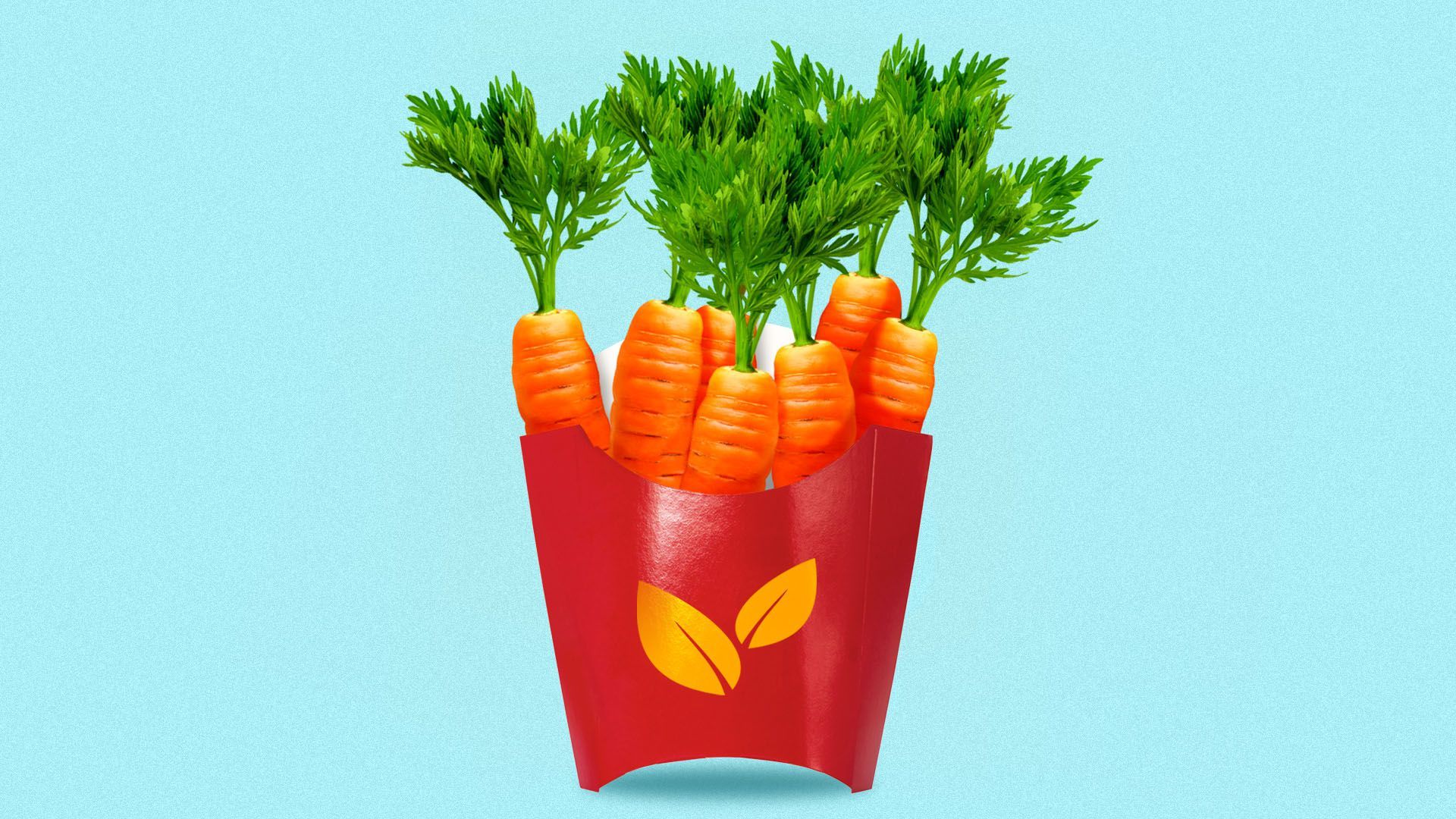 Illustration of a fast food french fry container full of carrots 