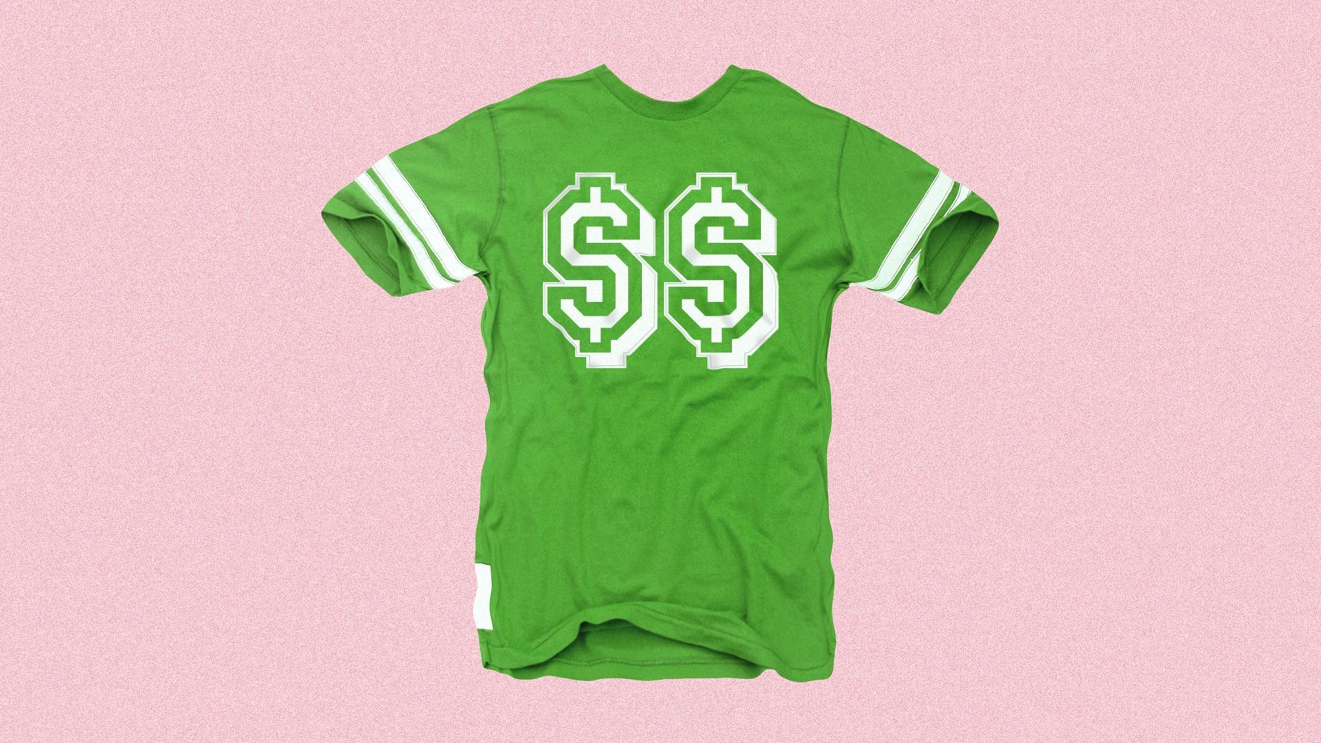 Illustration of a sports jersey with dollar bill signs on the back.