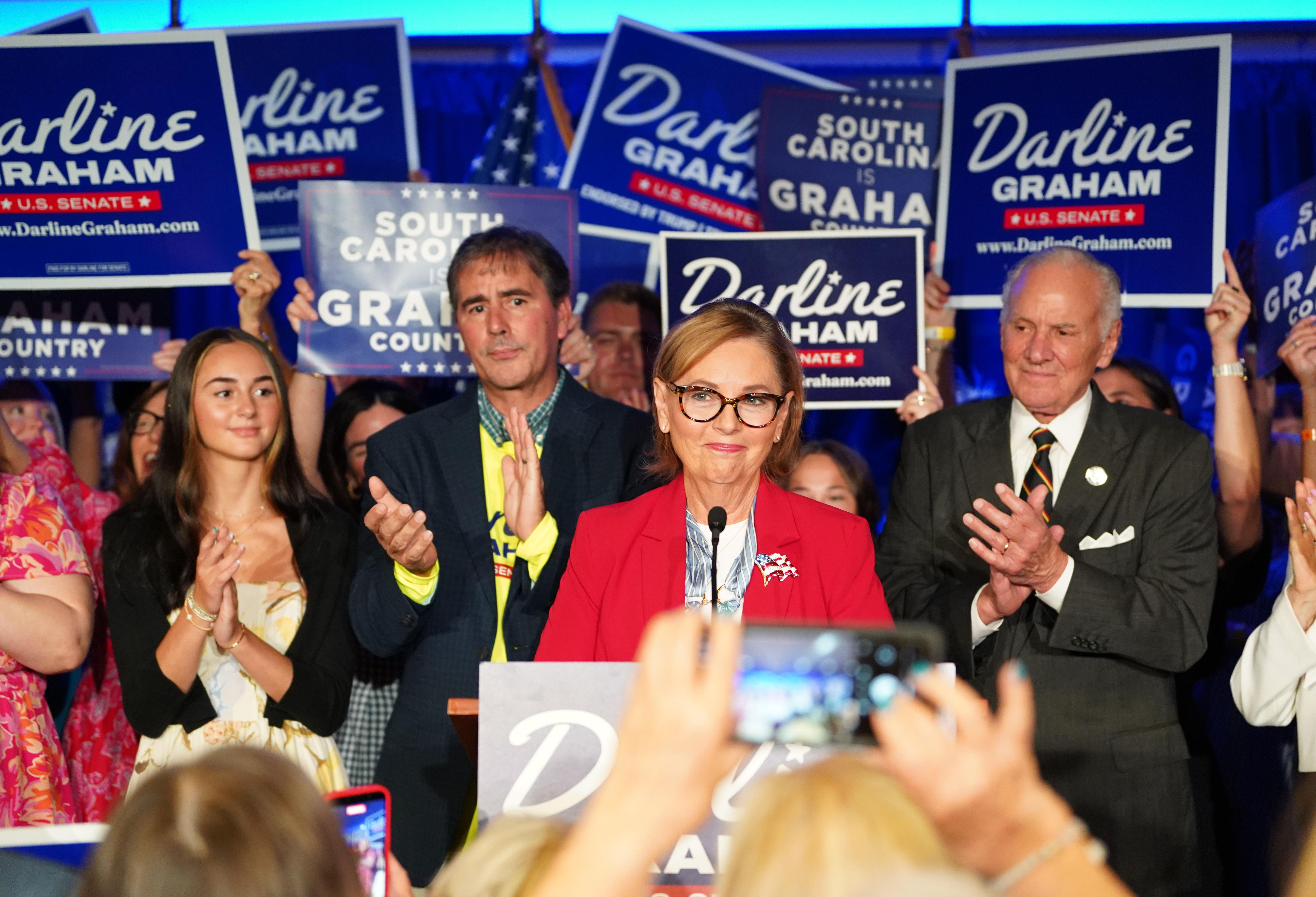 Sen. Darline Graham (R-SC) speaks at a campaign event following her win.
