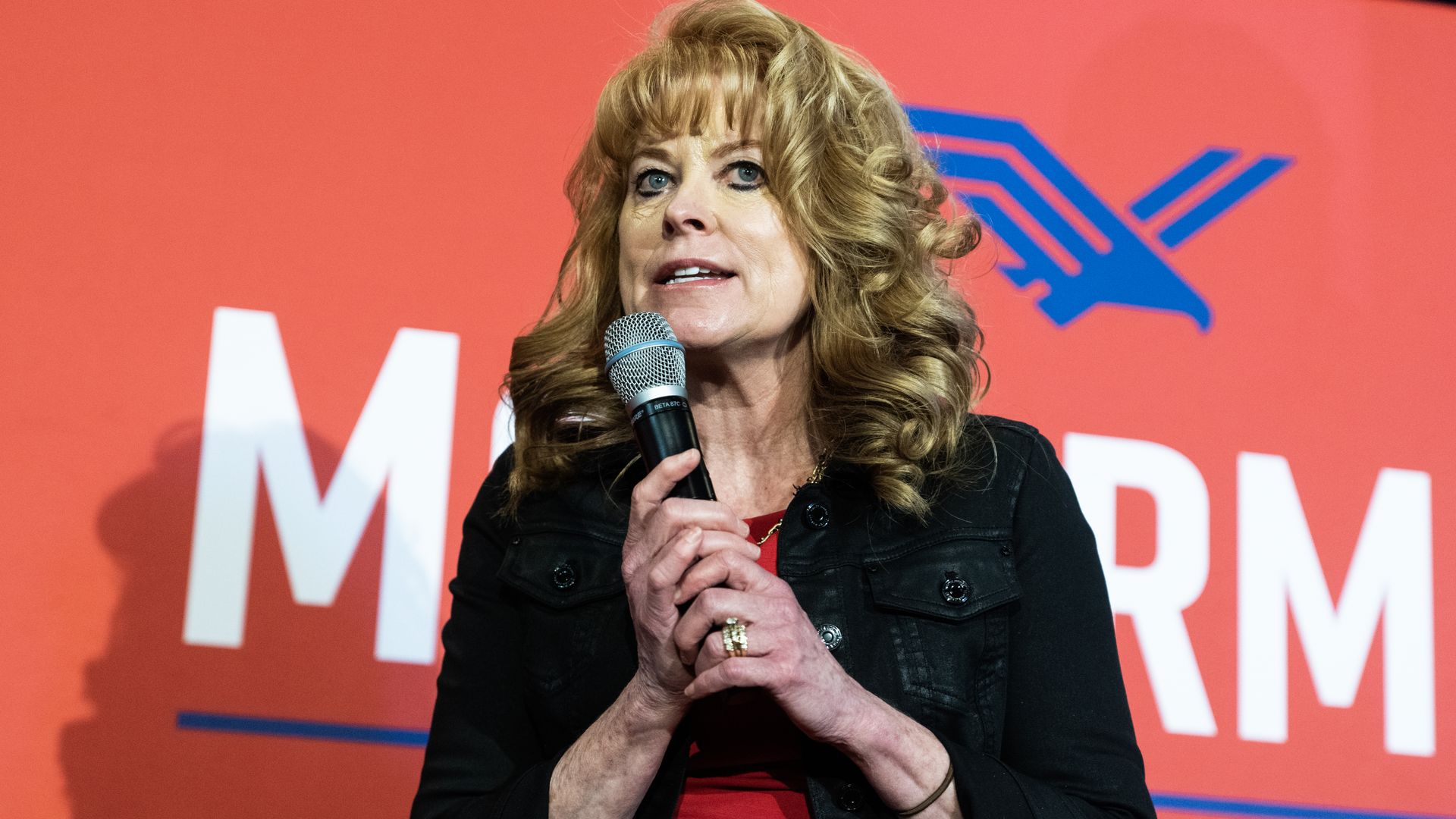 Pennsylvania State Treasurer Stacy Garrity speaks during a rally for Dave McCormick.