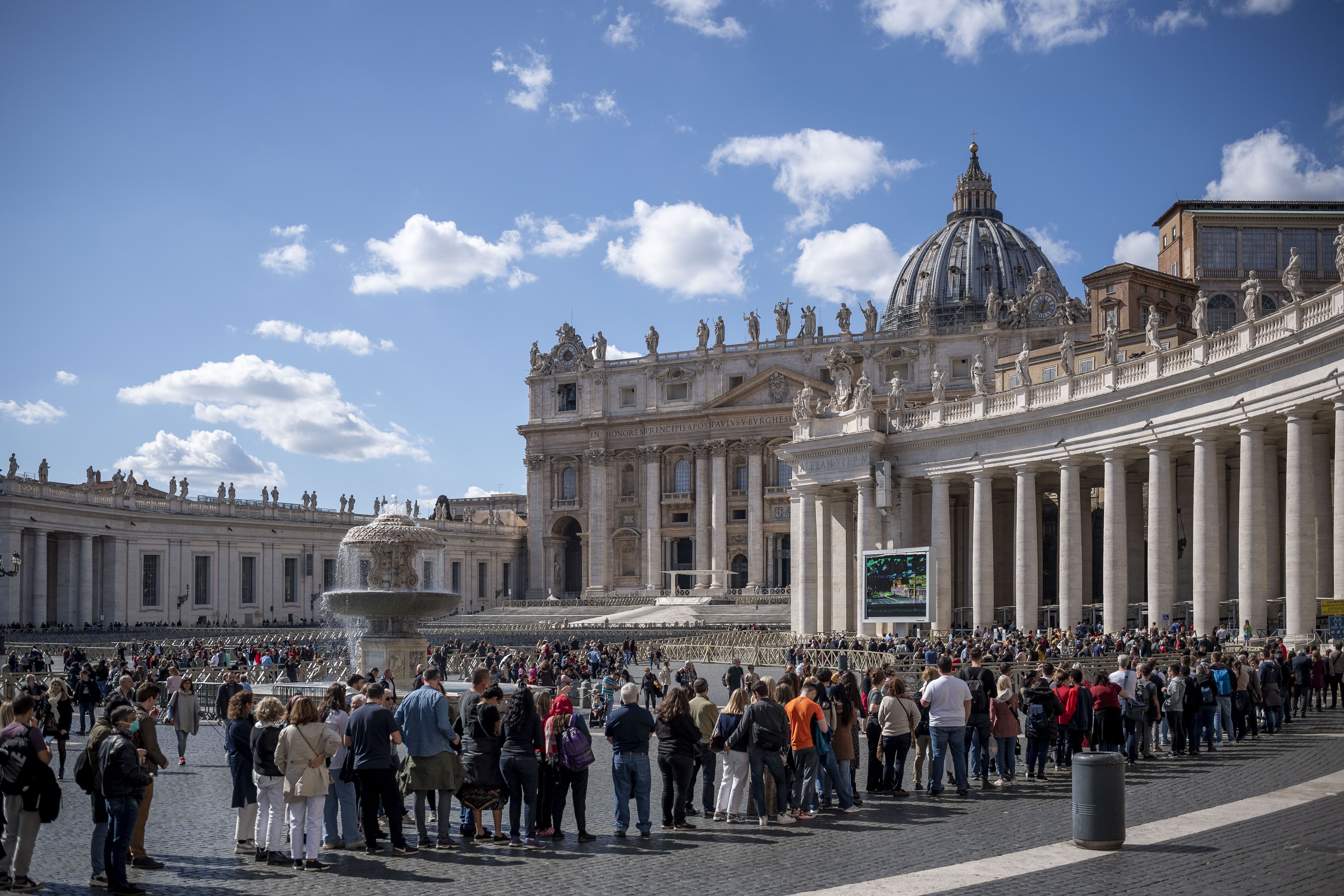 A small crowd gathered in St. Peter's Square
