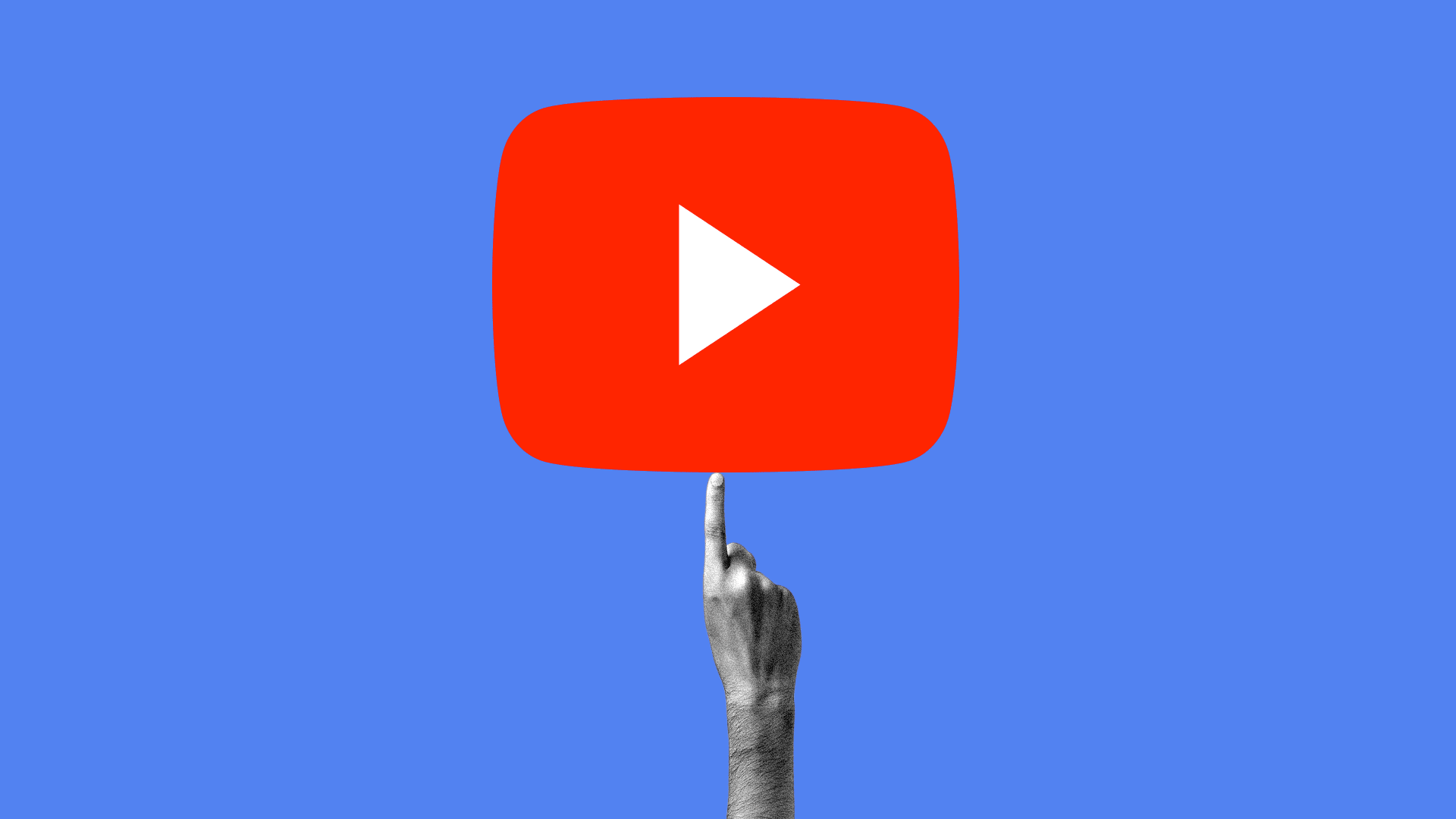 A Youtube logo spinning on a finger.