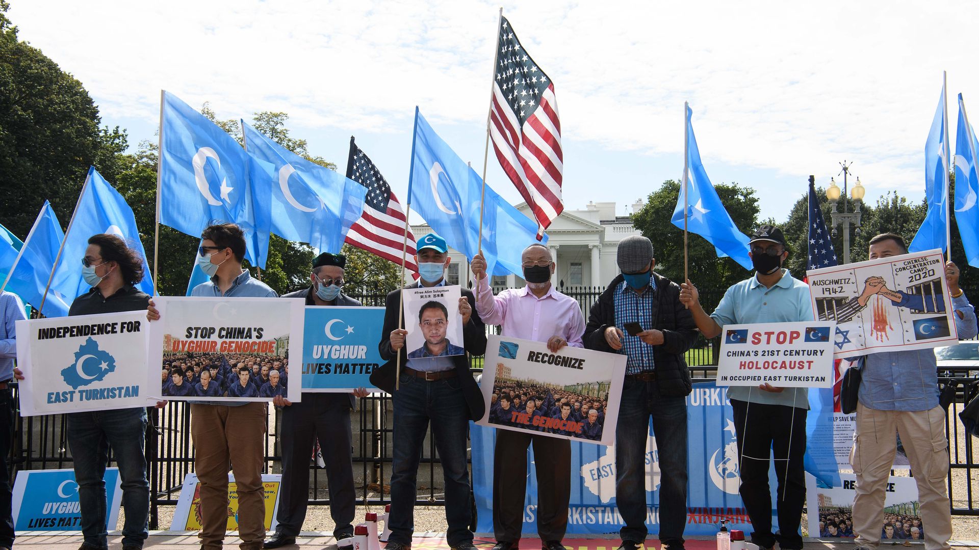 Uyghurs of the East Turkistan National Awakening Movement are seen outside the White House last October.