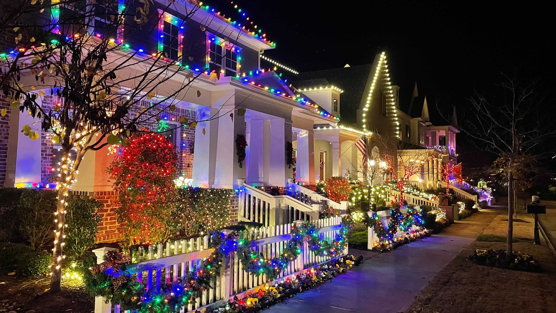 Christmas lights in a Texas neighborhood