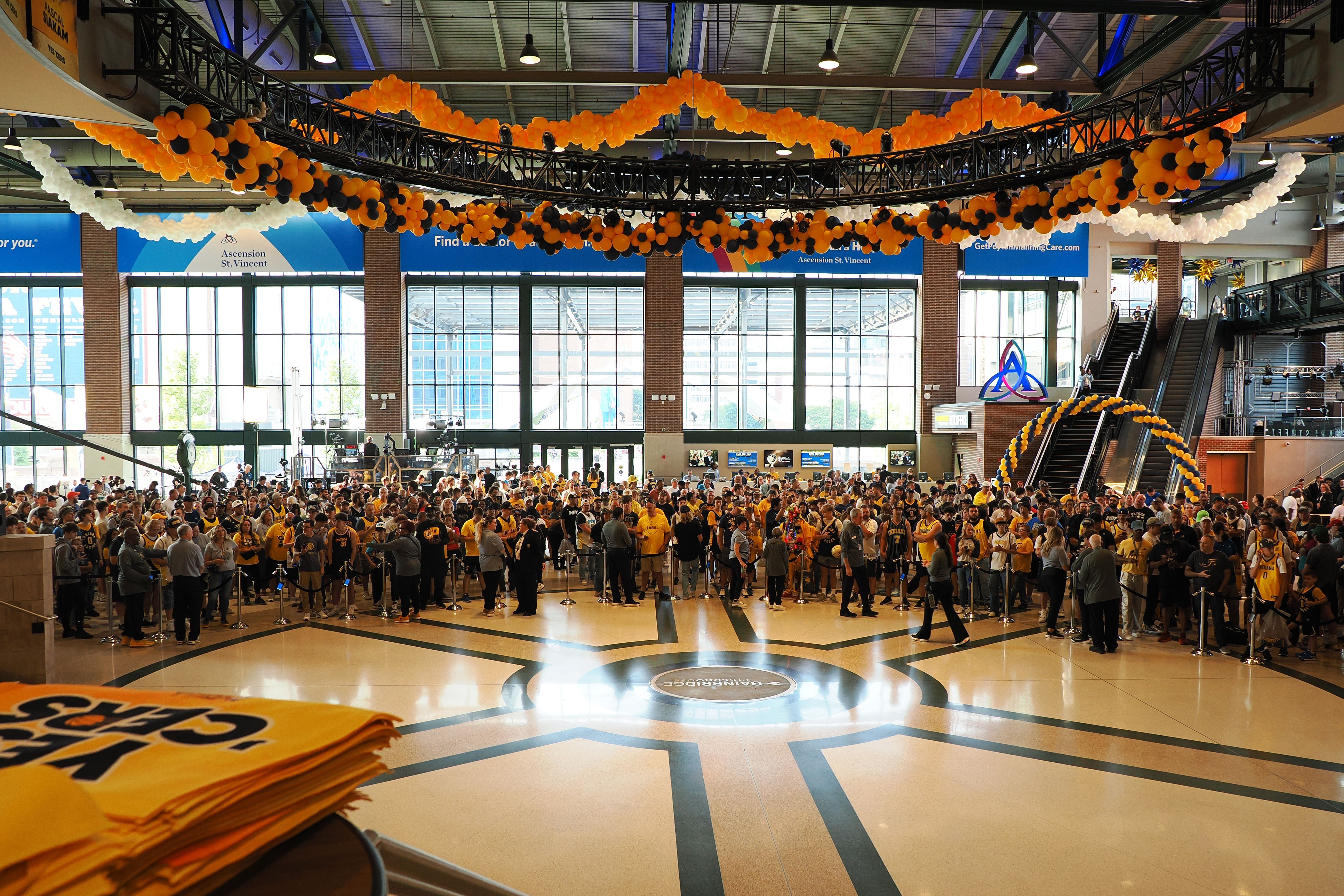 inside a basketball arena