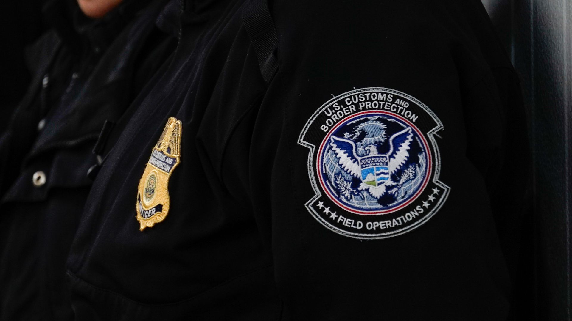 MIAMI, UNITED STATES - FEBRUARY 7: A view of Customs Border Protection emblem as CBP Agriculture specialists inspect the Colombian flowers looking for pests and diseases in plants to arriving in the U.S. for distribution ahead of Valentine's Day in Miami Florida, United States on February 7, 2025. (