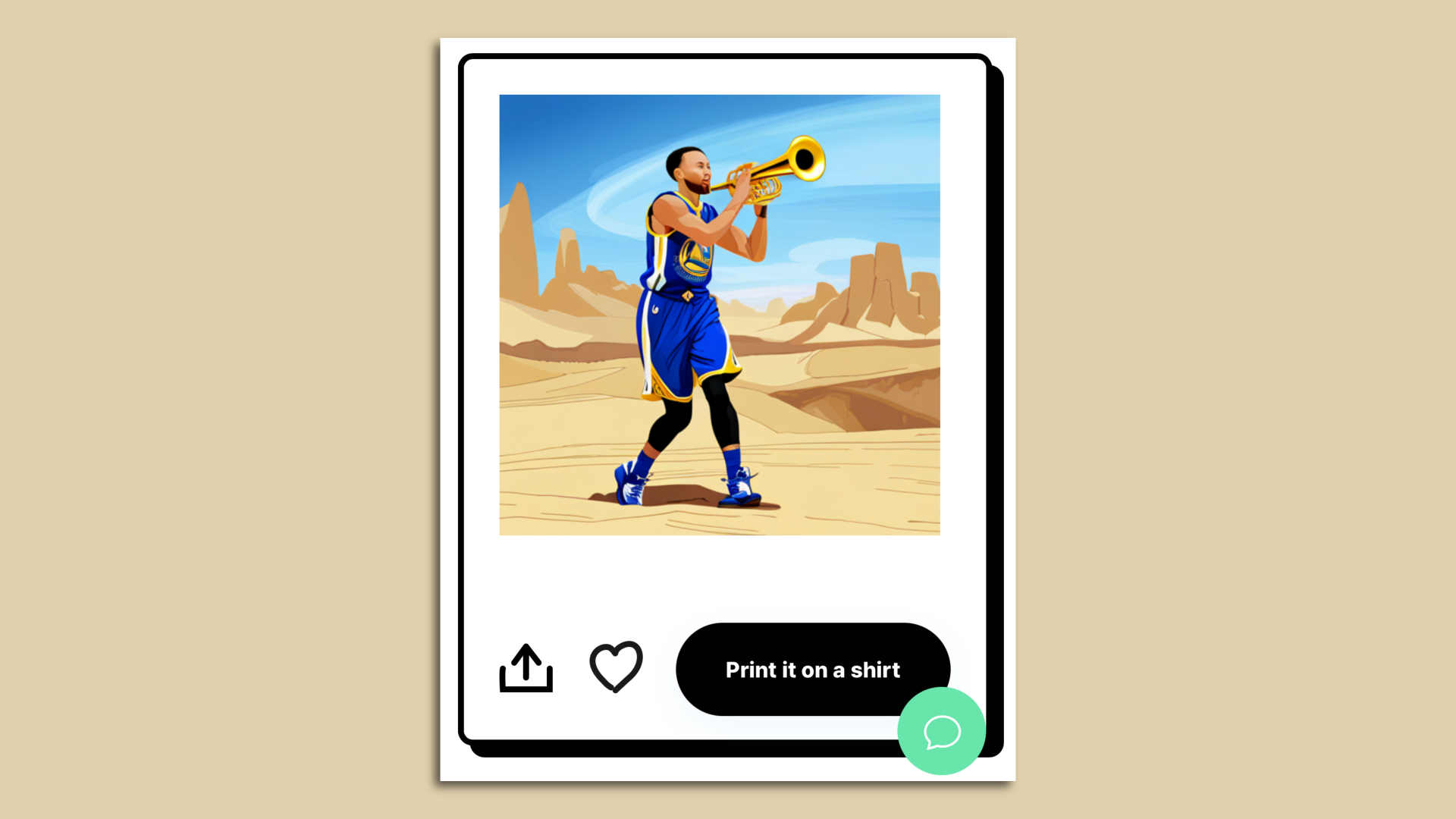 An image generated by Kidgeni from the prompt "Steph Curry playing the trumpet."