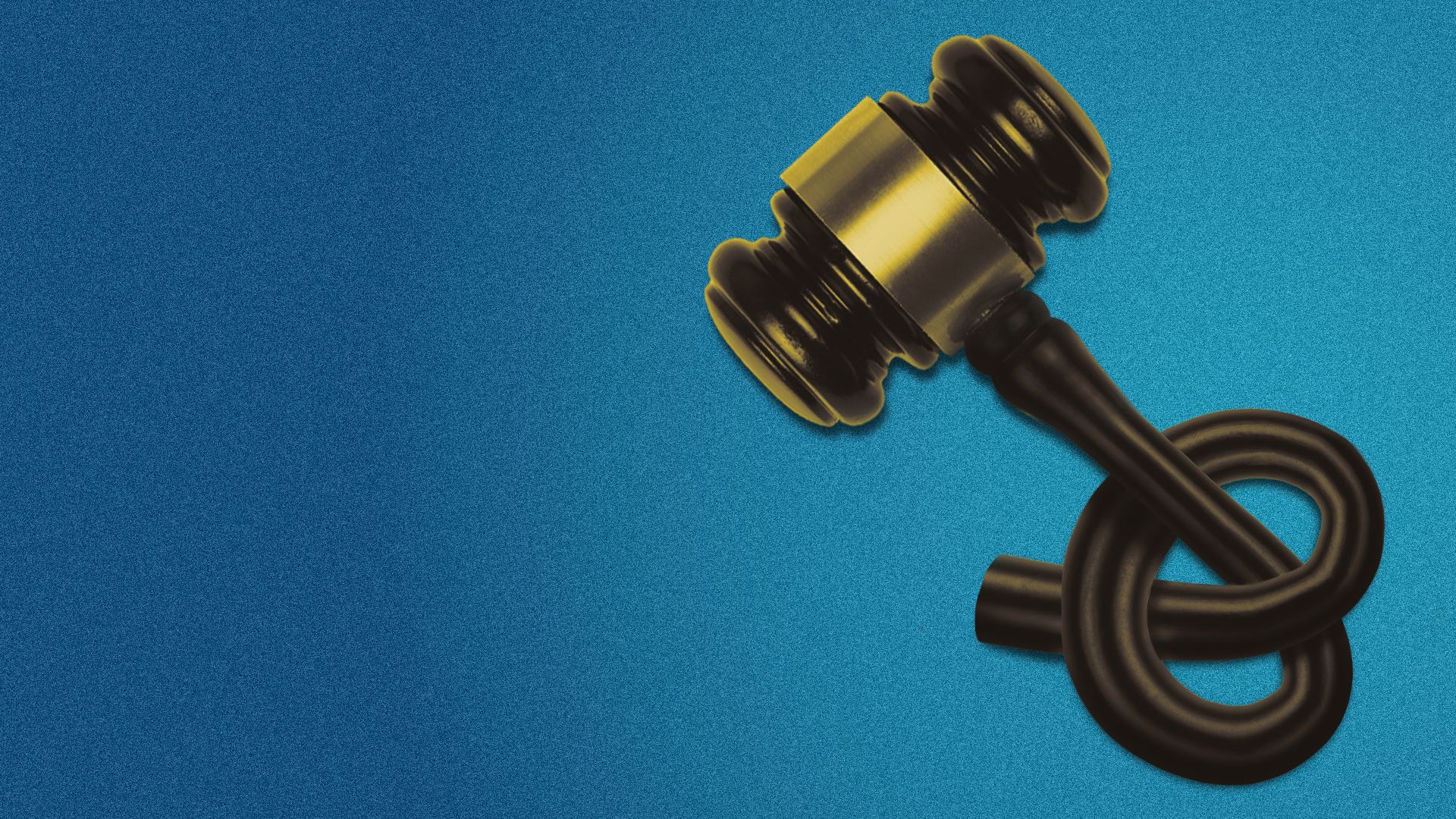 Illustration of a gavel that has been tied into a knot.