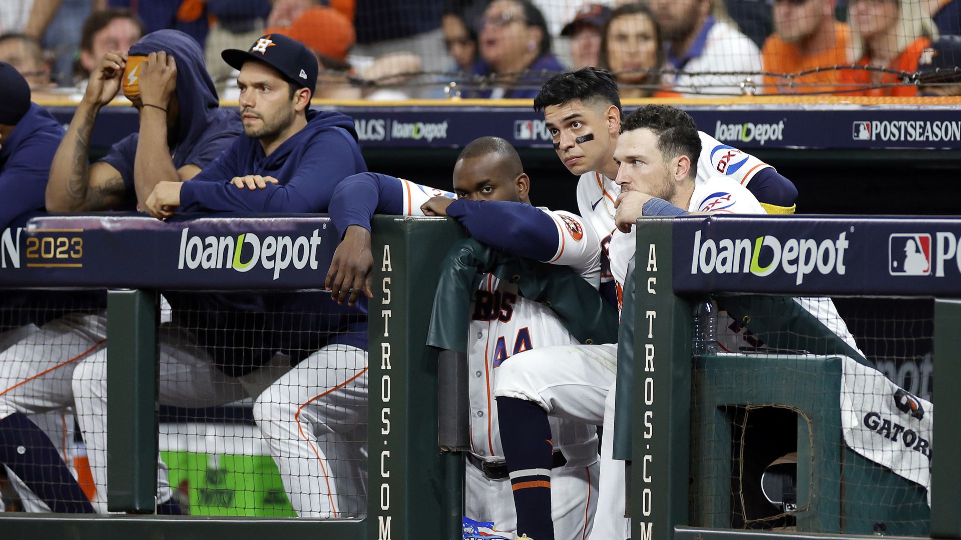 Astros players react to losing Game 1 of the American League Championship Series 