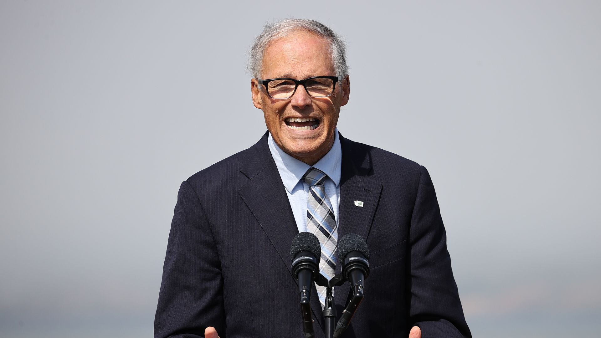 Washington Governor Jay Inslee speaks during the climate agreement event jointly west coast leaders California Governor Gavin Newsom, Oregon Governor Kate Brown and British Columbia Premier John Horgan on October 6, 2022