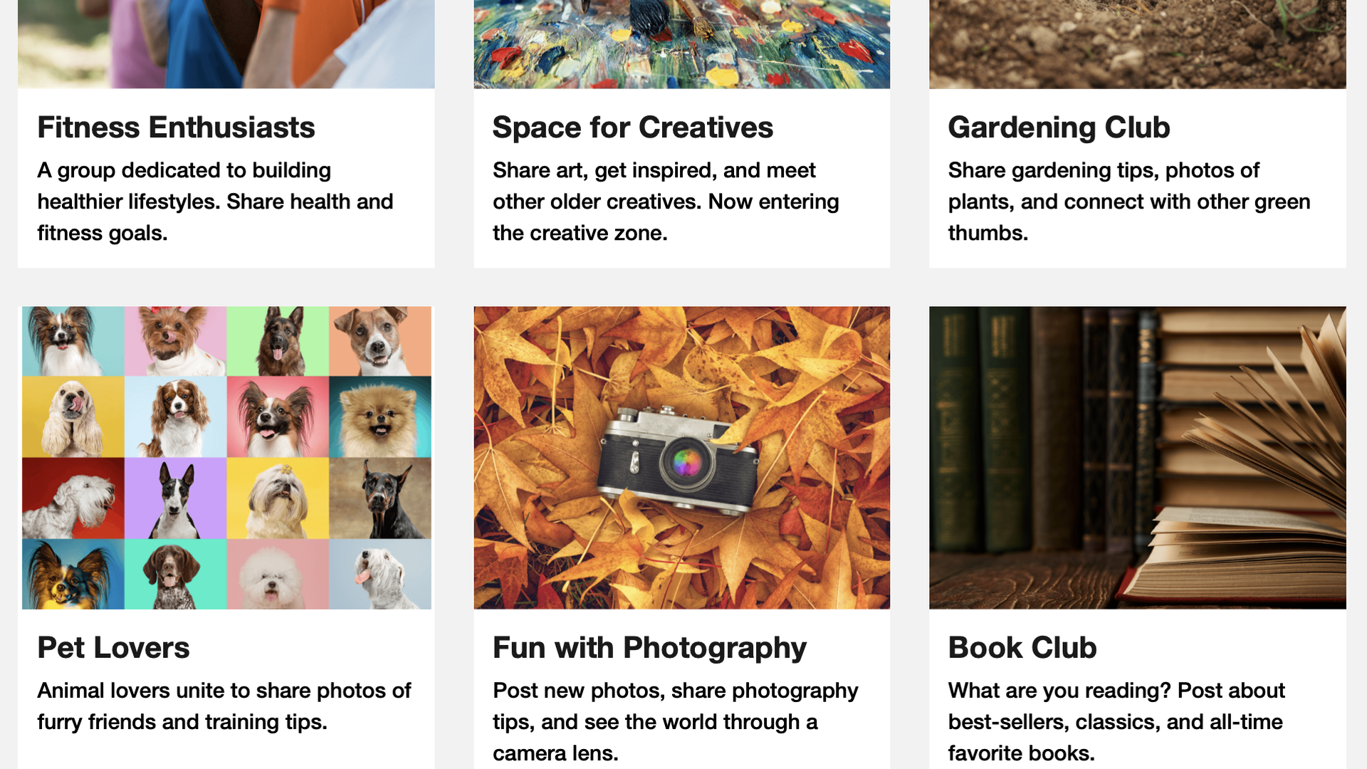 A screenshot of Senior Planet Community