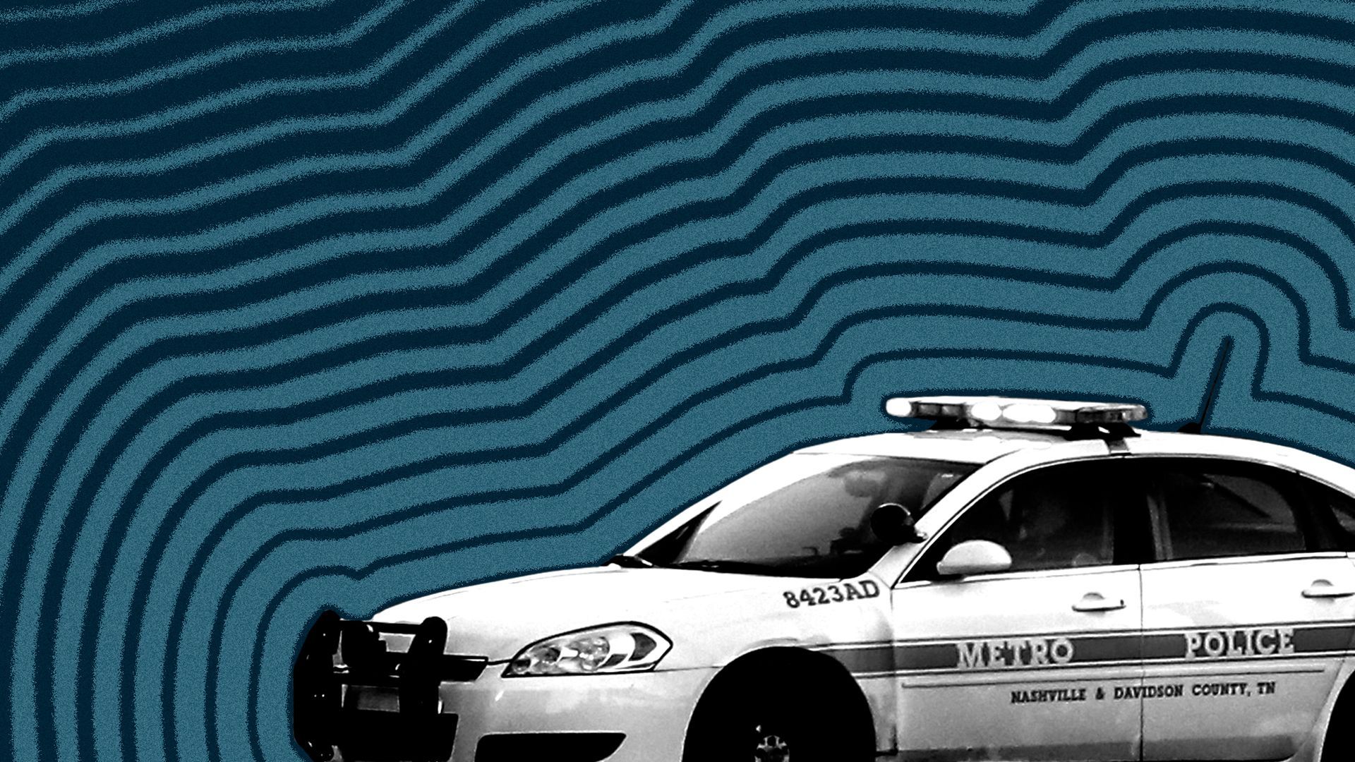 Photo illustration of a Metropolitan Nashville Police cruiser with lines radiating from it.