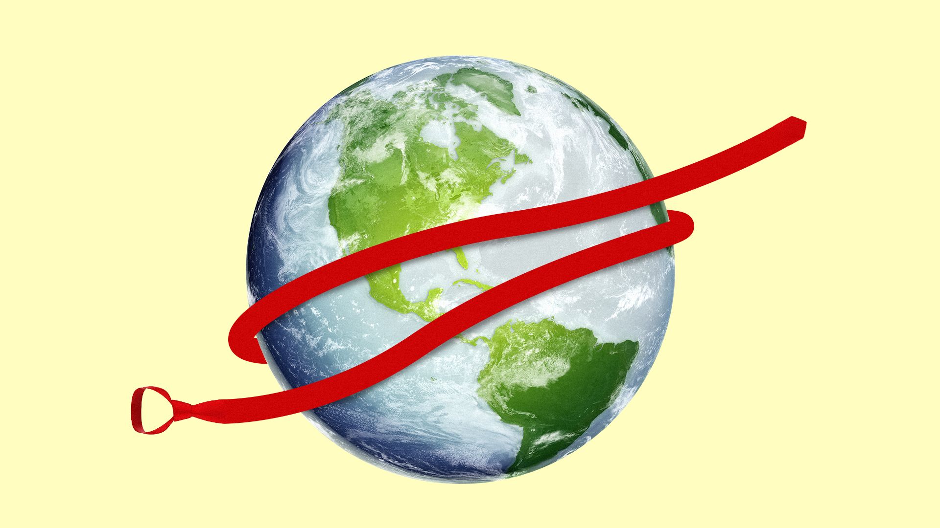 Illustration of a red tie wrapped around the globe