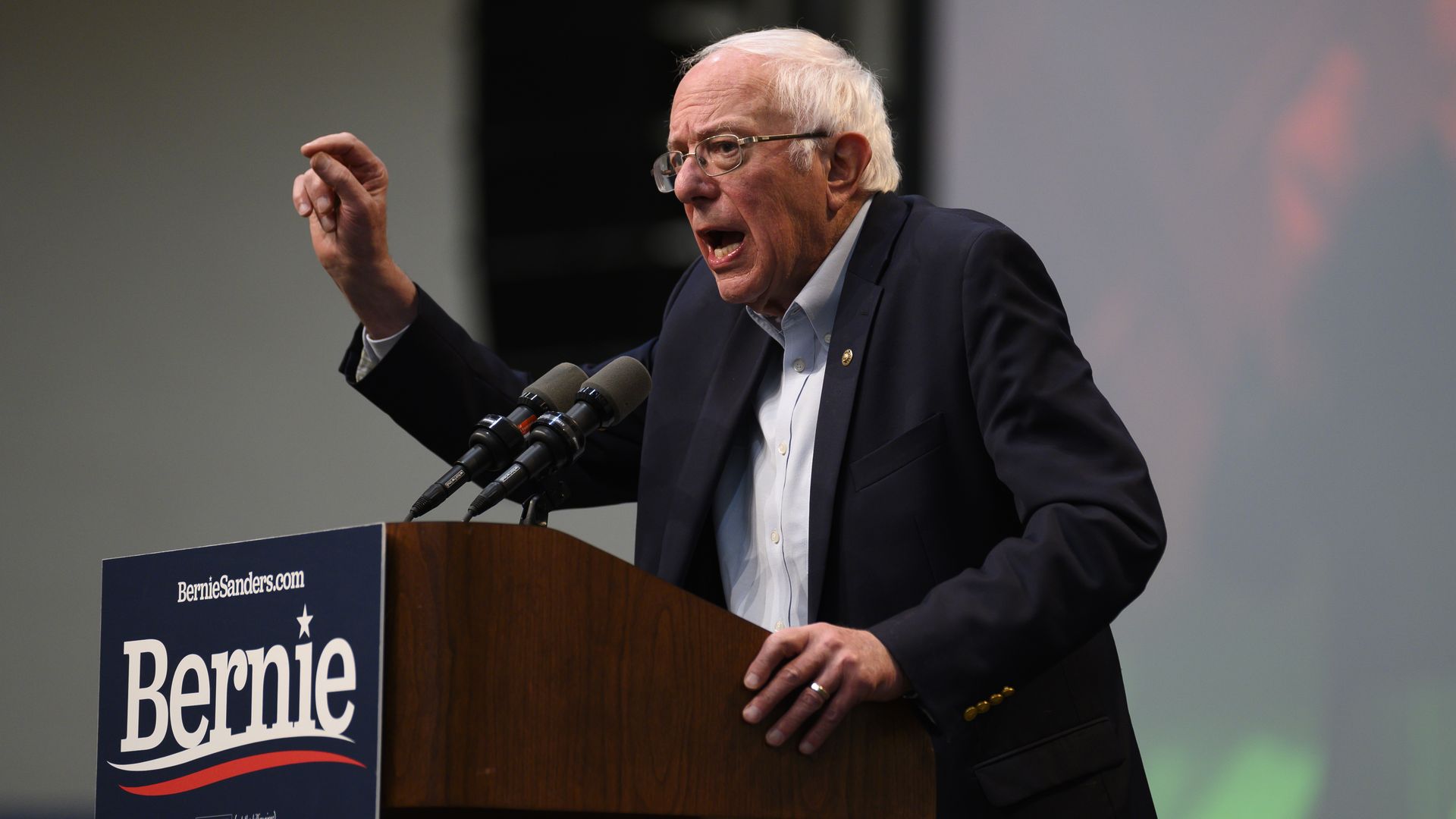 Democratic Presidential candidate Bernie Sanders (I-VT) speaks during the Climate Crisis Summit at Drake University on November 9