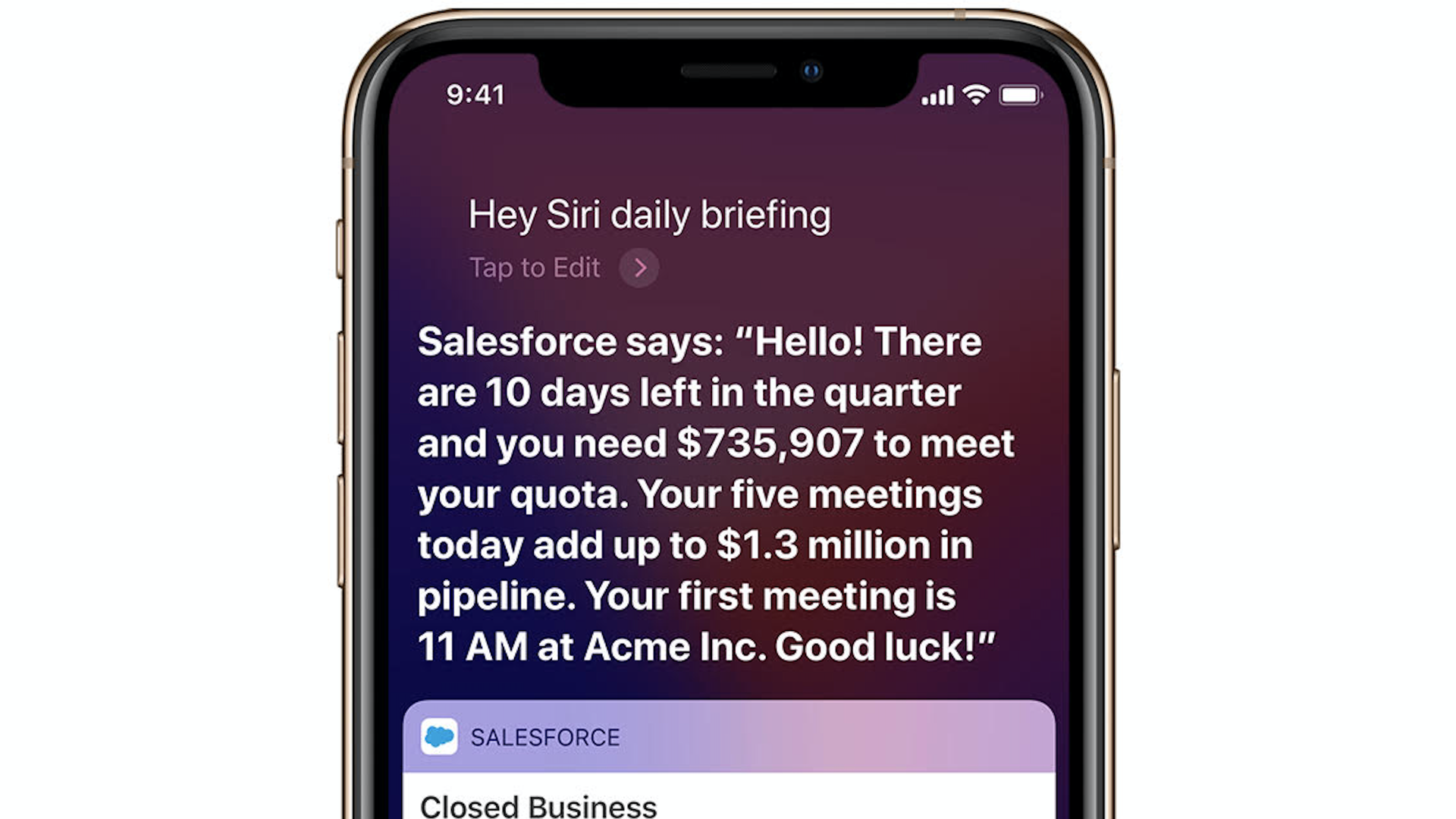 Salesforce data showing up inside of Apple's Siri assistant
