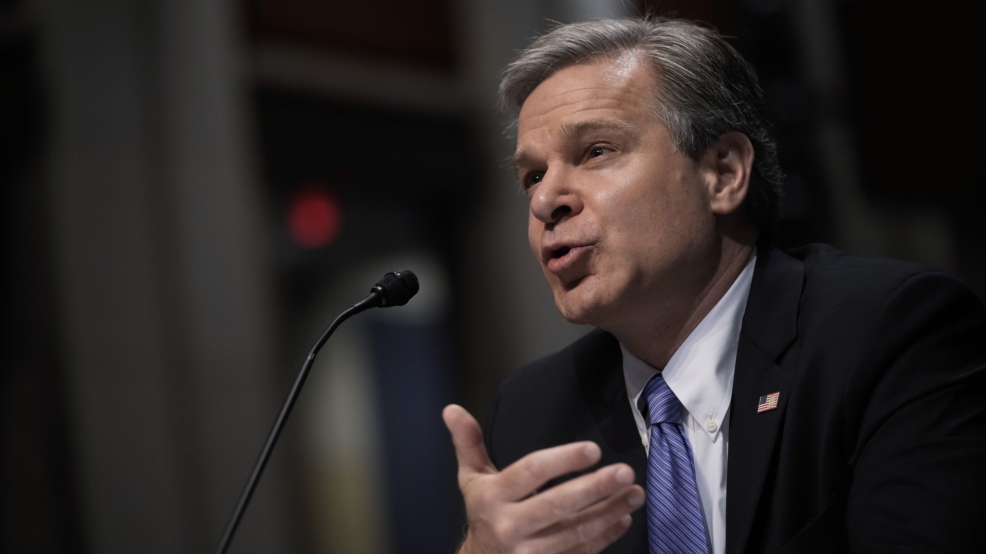 FBI Director Christopher Wray testifies during a House Judiciary Committee oversight hearing.