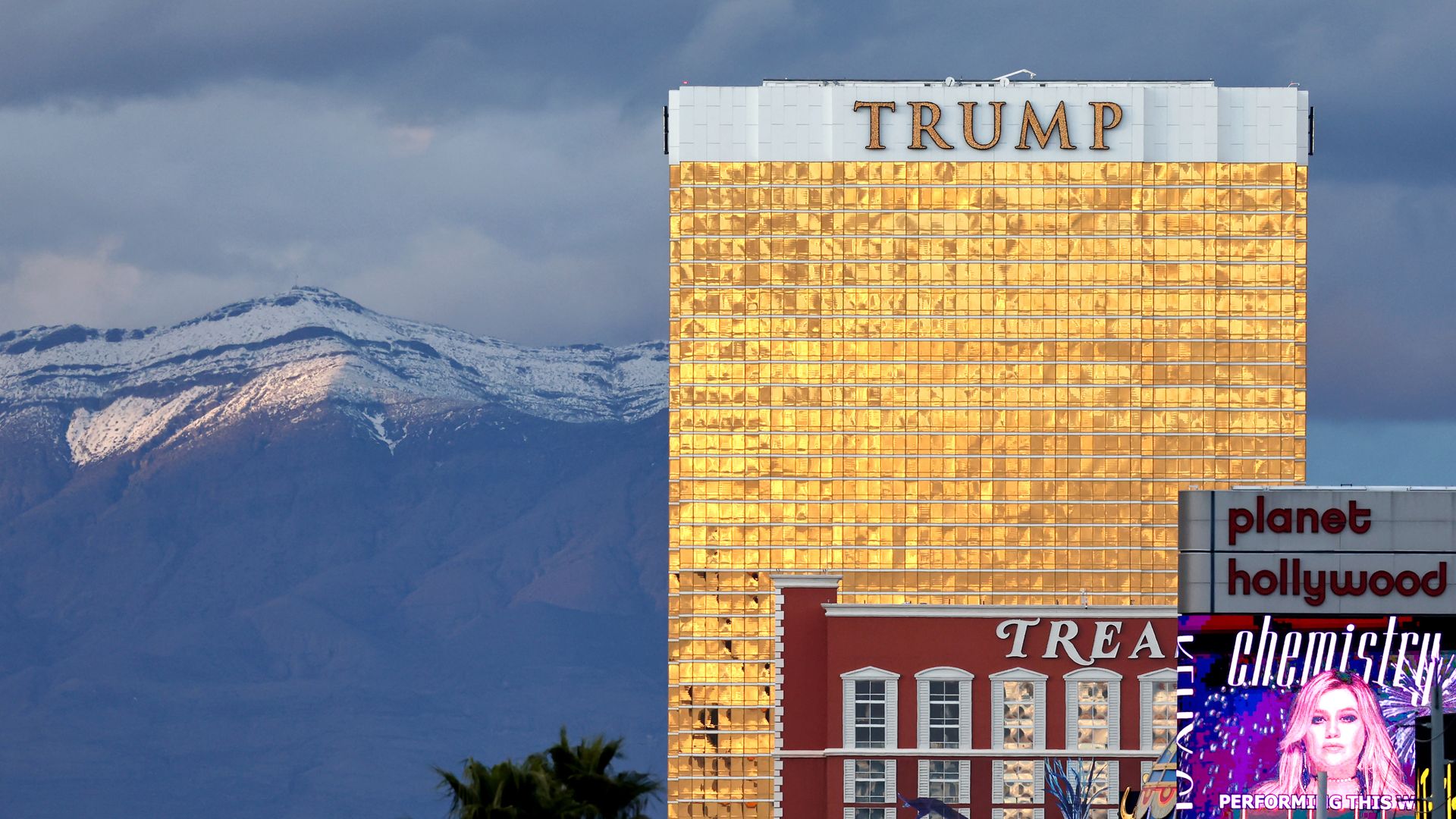 The Trump International Hotel Las Vegas stands along the Las Vegas Strip one day before the Nevada Republican presidential caucus on February 07, 2024 in Las Vegas, Nevada. 