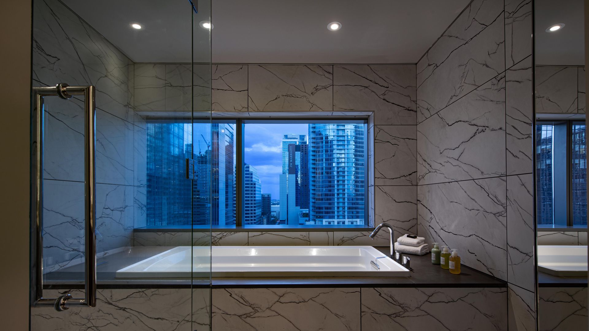 A view of a bathtub at the W hotel in Austin