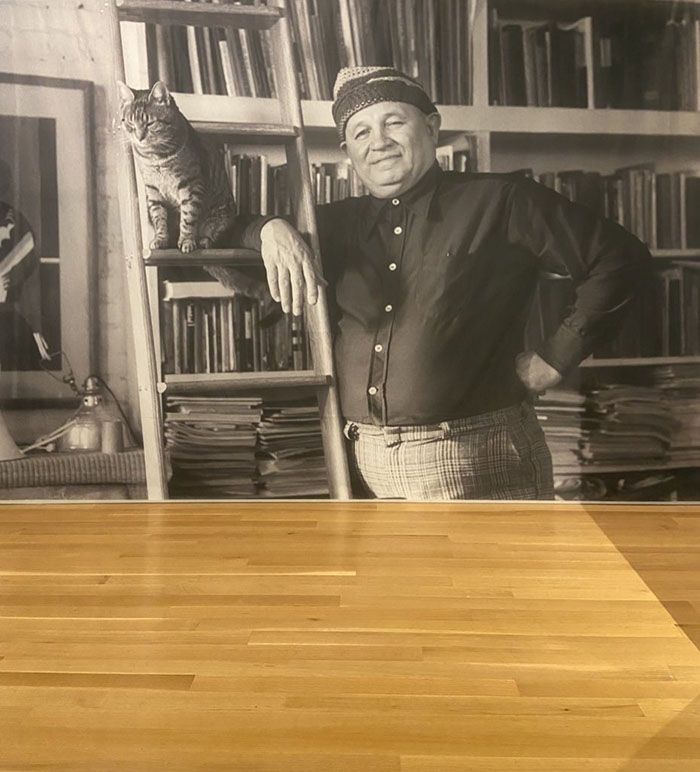 Charlotte native Romare Bearden and his cat, Gippo. Photo: Ashley Mahoney/Axios 