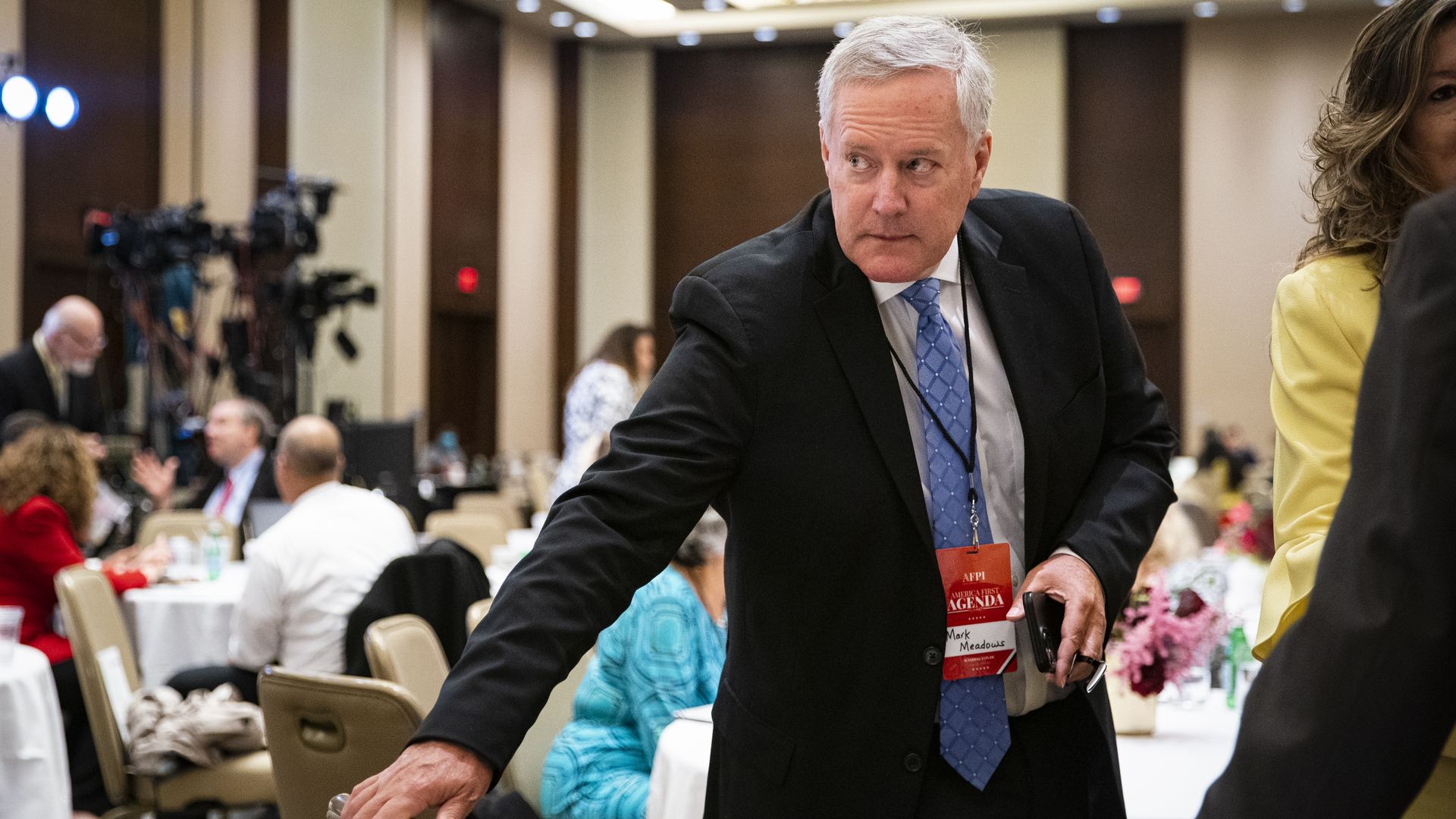 Mark Meadows, former White House chief of staff, arrives during the America First Policy Institute's America First Agenda summit in Washington, D.C., US, on Monday, July 25, 2022.