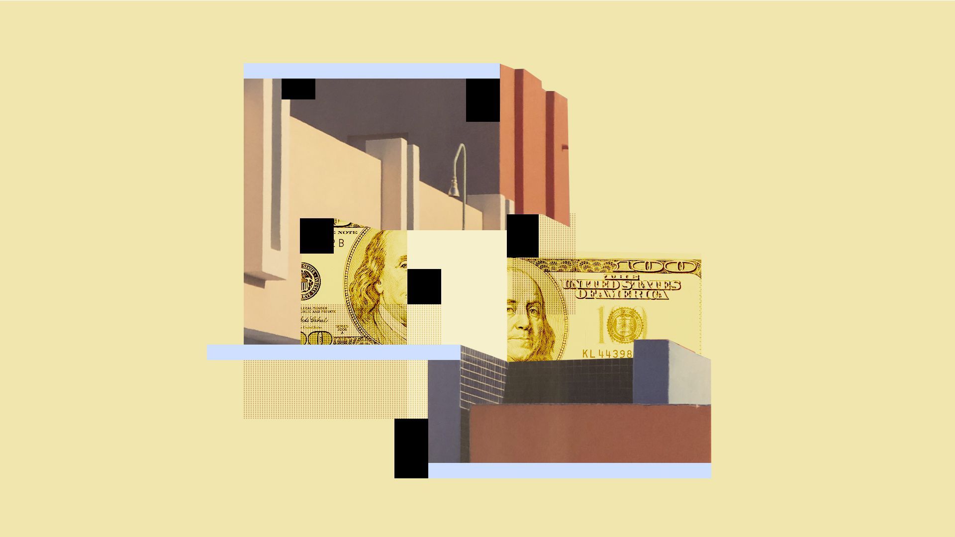 An illustration of dollars going into housing