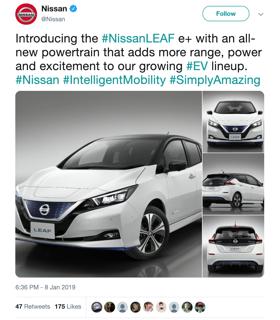 Screenshot of Nissan's tweet about Leaf