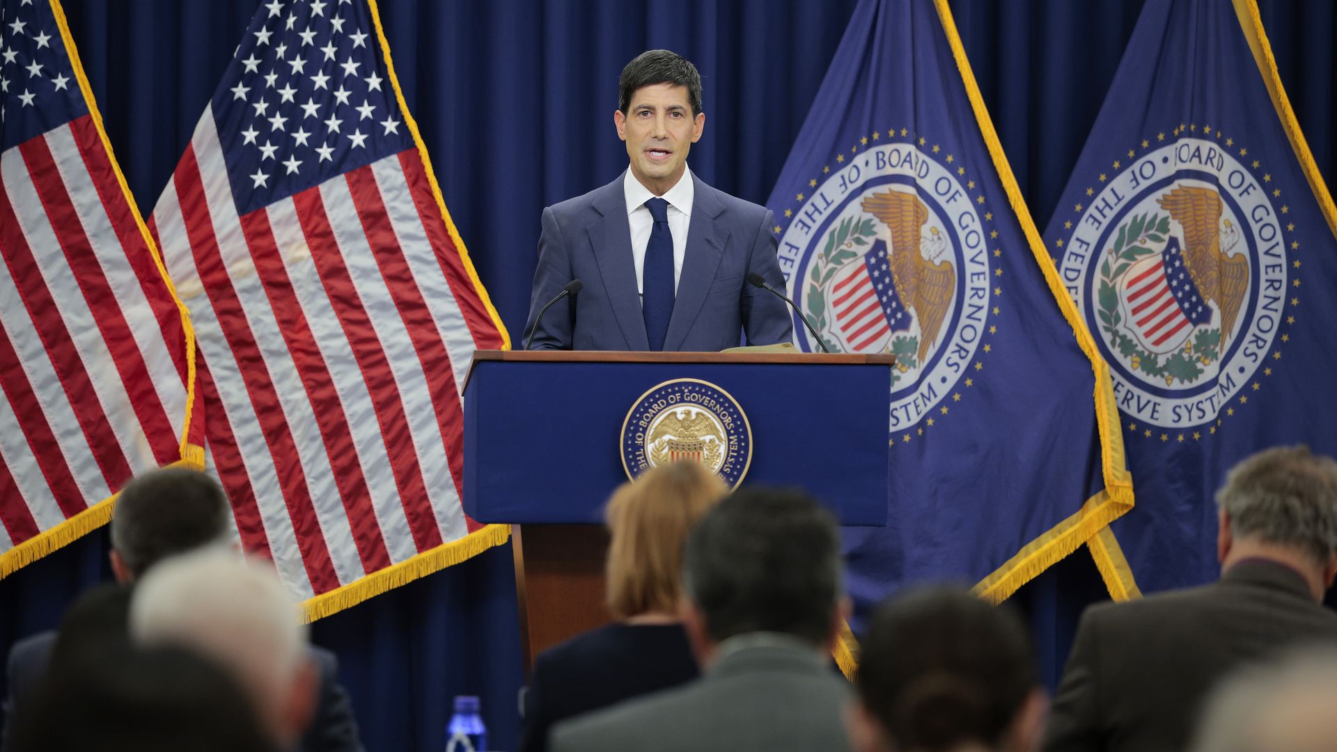 Federal Reserve Chair Kevin Warsh speaks to reporters during his first news conference since taking the helm at the central bank on June 17, 2026 in Washington, DC. Warsh was appointed by President Donald Trump after former chair Jerome Powell's tenure ended in May.