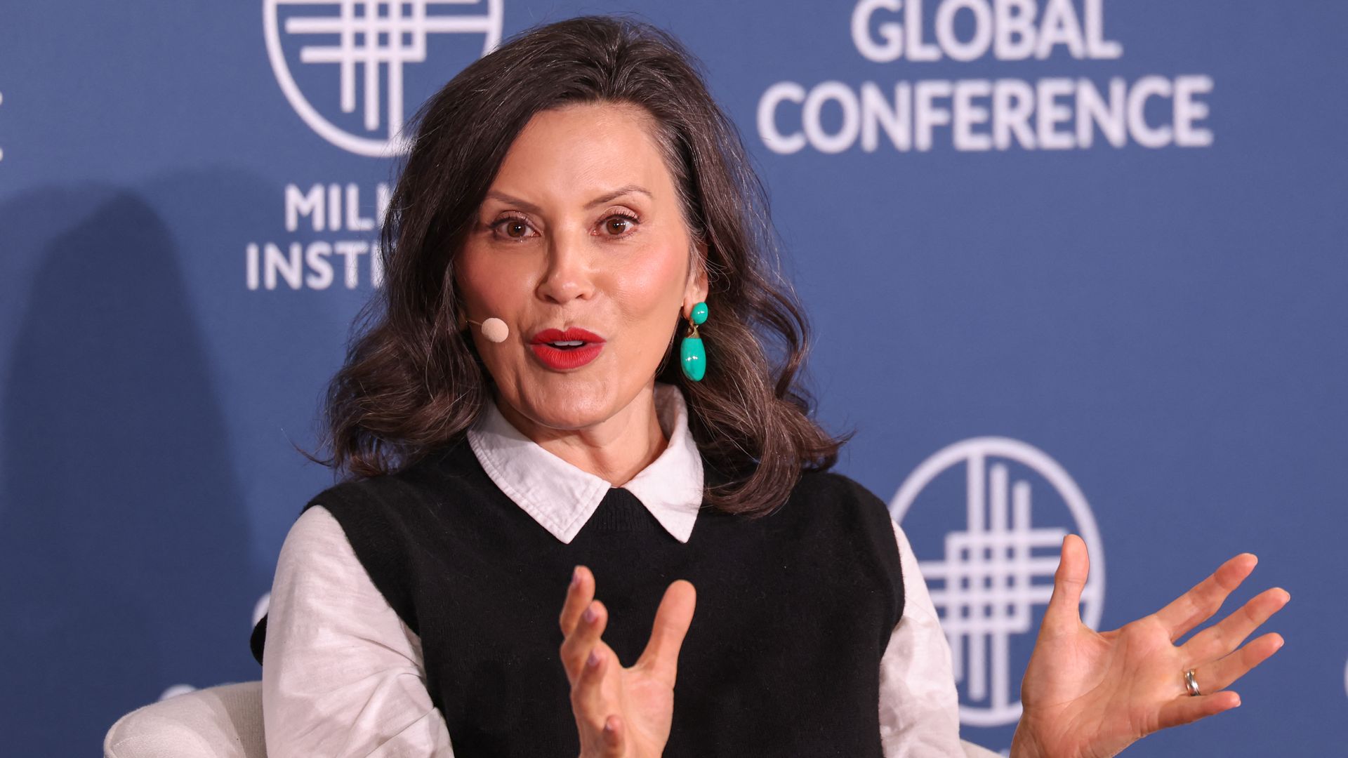Gov. Gretchen Whitmer speaks at the 29th annual Milken Institute Global Conference this month.