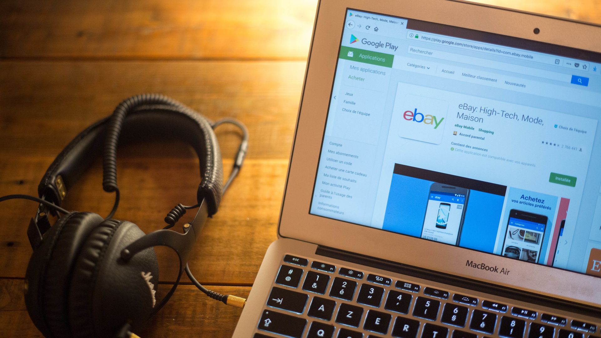 eBay app on a MacBook Air