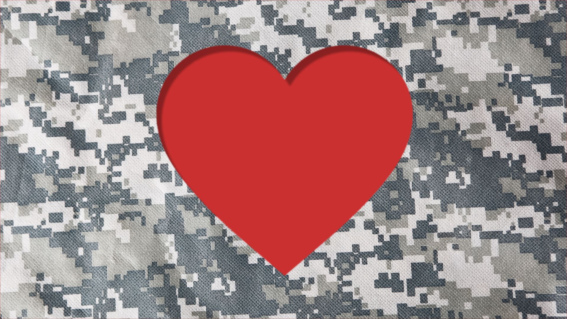 Illustration of a heart cut out of military camouflage
