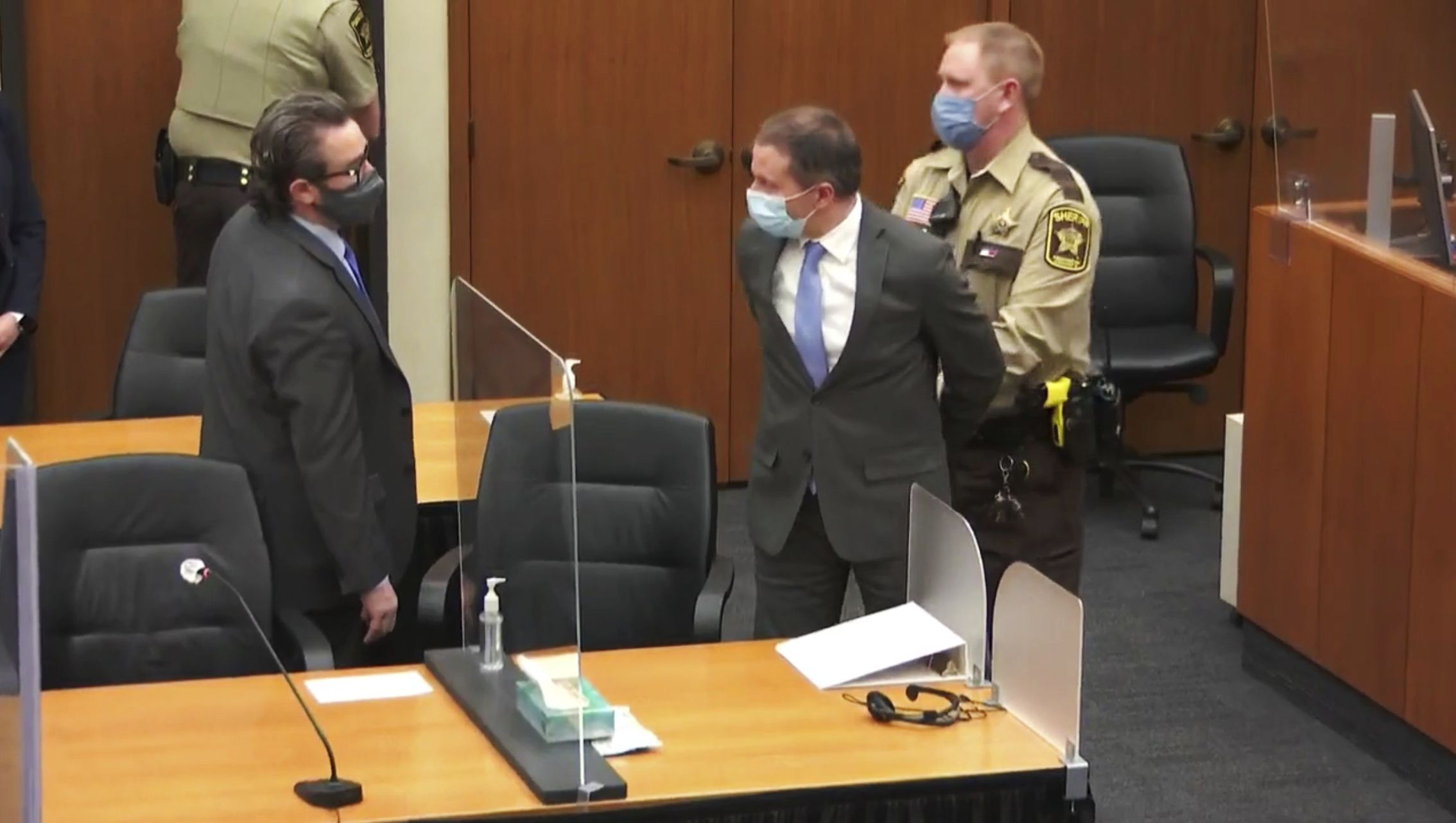 Former Minneapolis police officer Derek Chauvin after a guilty verdict was read at his state trial in 2021. 