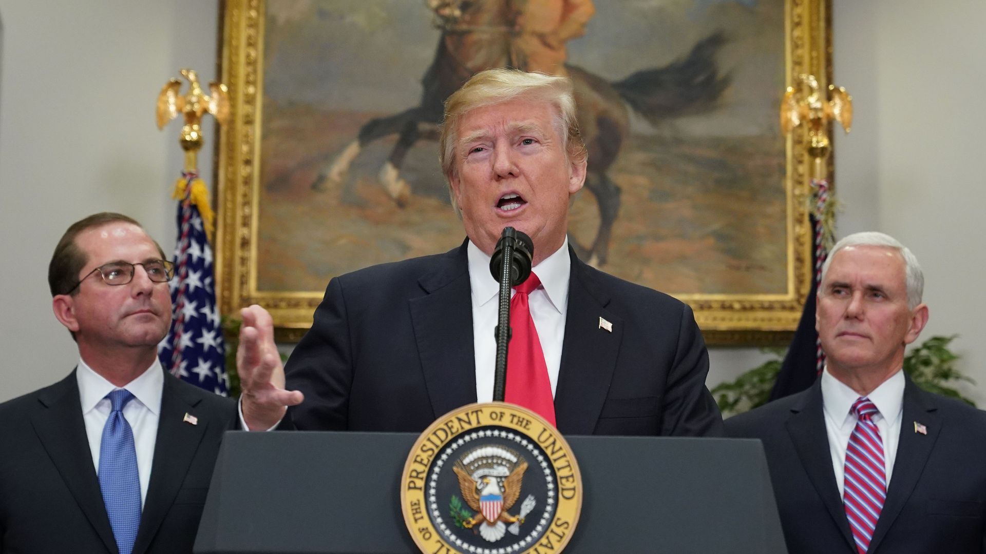 HHS Sec Alex Azar, President Trump and Vice President Pence